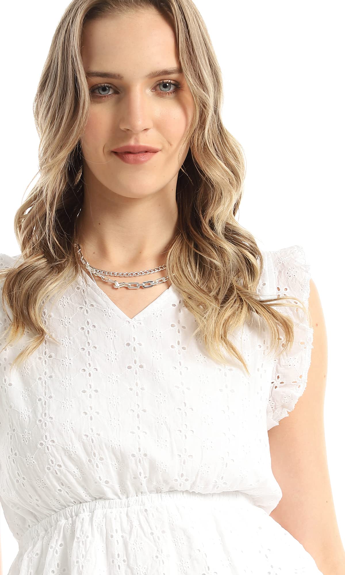 Ravin Printed Cap Sleeves Top With Elastic Hem Blouse For Women ,