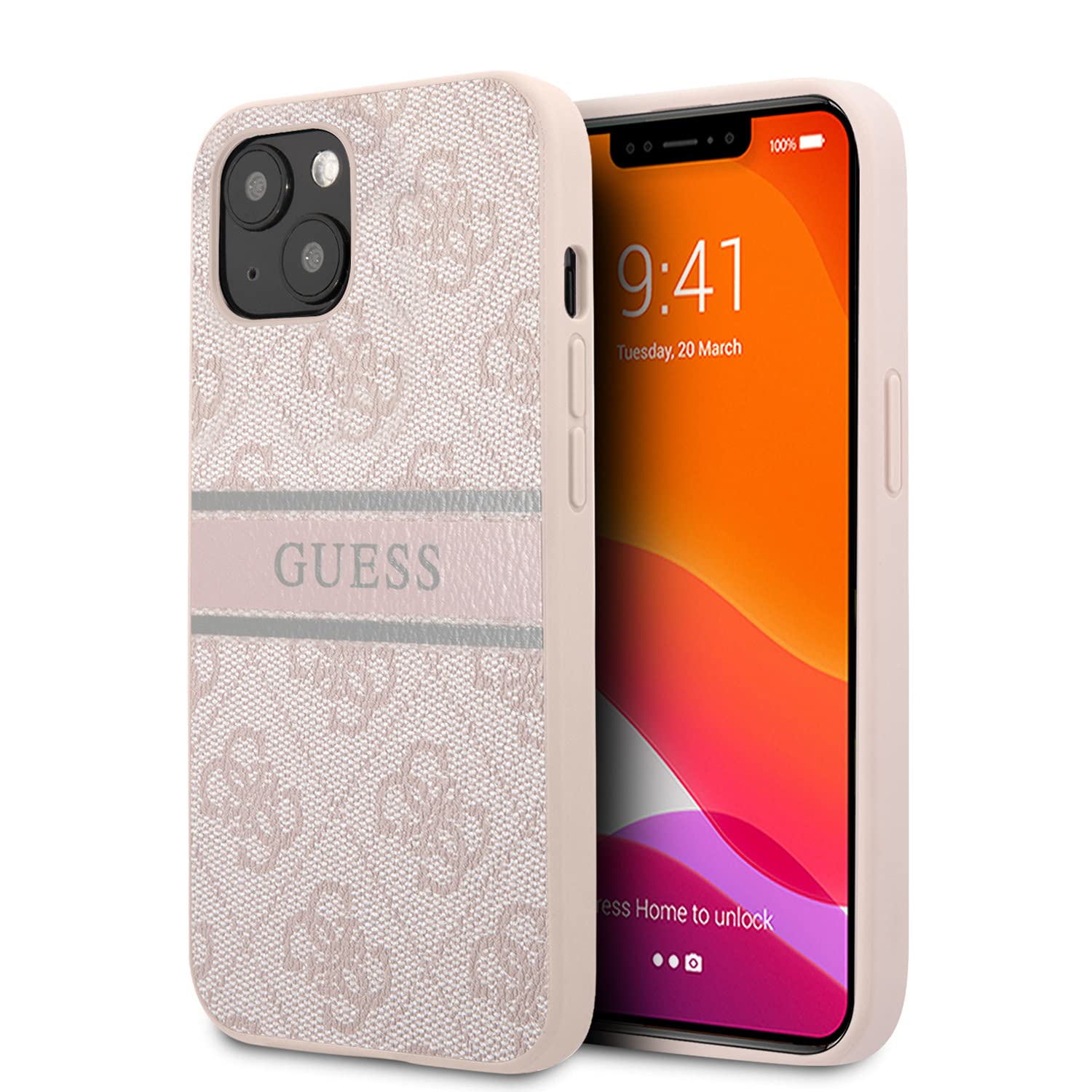 غطاء هاتف من Guess 4G مصنوع من جلد PU عالي الجودة ومتوافق مع iPhone 13 Mini (5.4