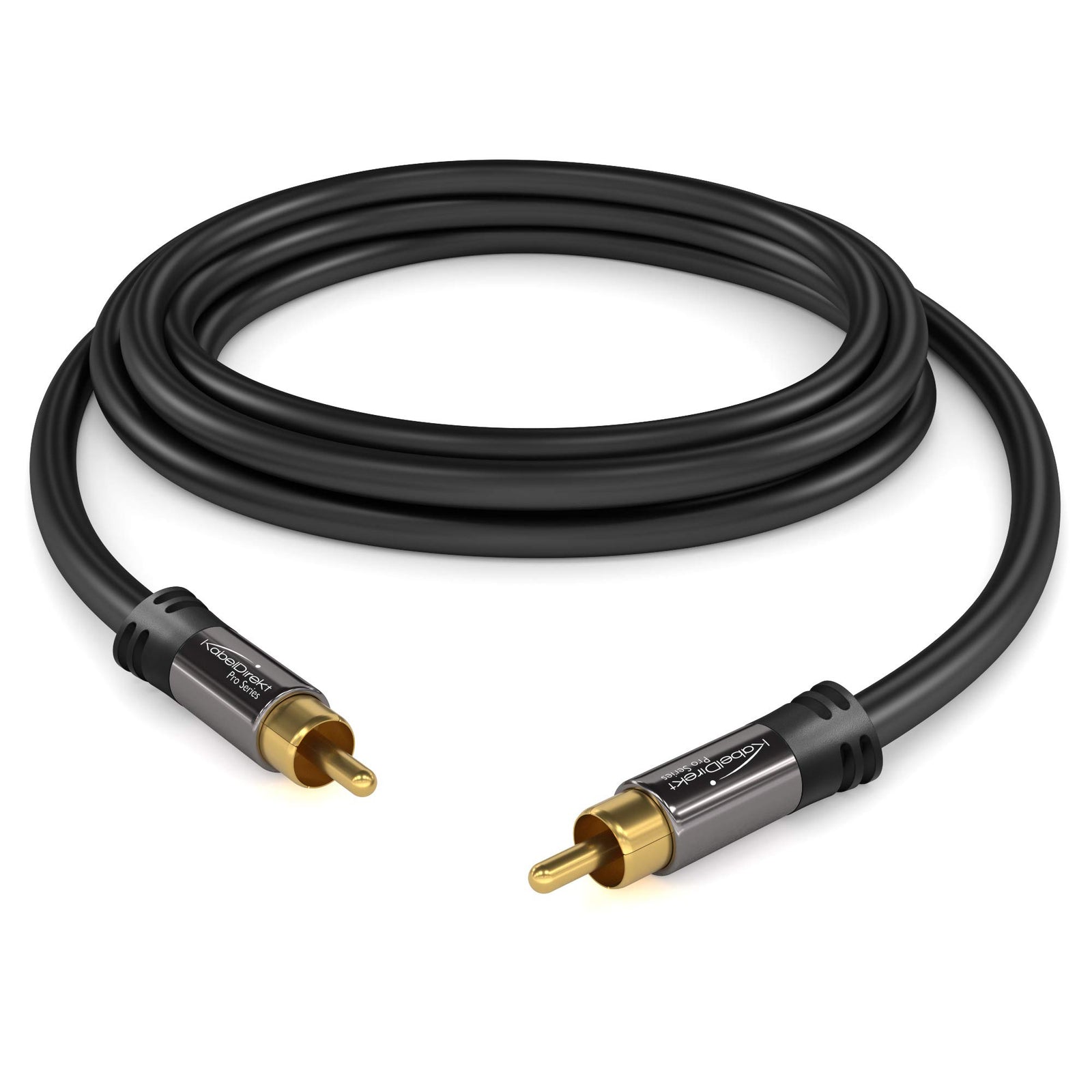 KabelDirekt 455 0.5m RCA/phono subwoofer lead cable, 1 to RCA/phono, audio/digital/video (coax male/male cinch plugs, for amps/Hi-Fis, audio signals/composite video, 75 ohm) black