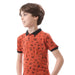 Andora Boys Summer Pattern Dark Orange & Black Polo Shirt-Orange, 12 Years - Safqqa Egypt