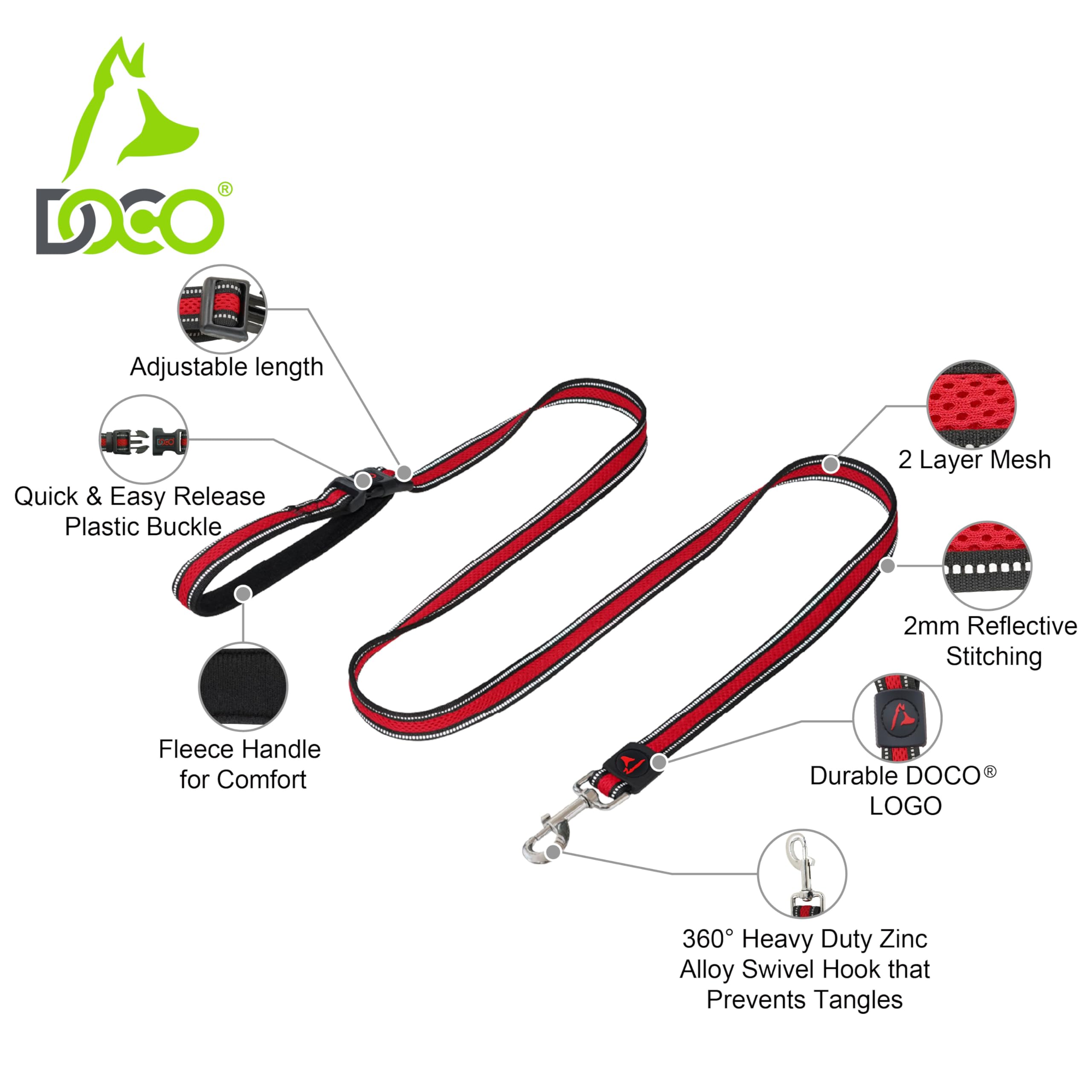 يوفر مقود Doco بطول 6 قدم قوة وثباتاً وتحكماً ممتازاً أثناء المشي اليومي. مصنوع من خامات عالية الجودة ومتينة، ويمنحك قبضة مريحة وسهلة، ومناسب للكلاب – Safqqa Egypt