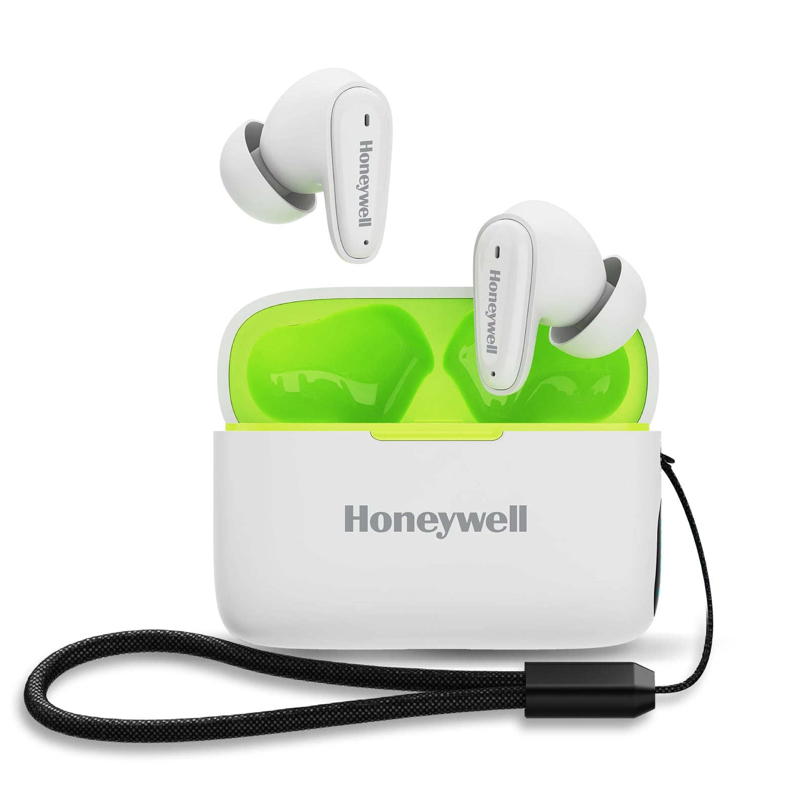 Honeywell  V1100, in-Ear True Wireless Stereo Earbuds with Digital Battery Display Case, Dual Microphones, Bluetooth V5.3, 31 Hours of Playtime, 100 Hours Stand-by, Fast Charging, White