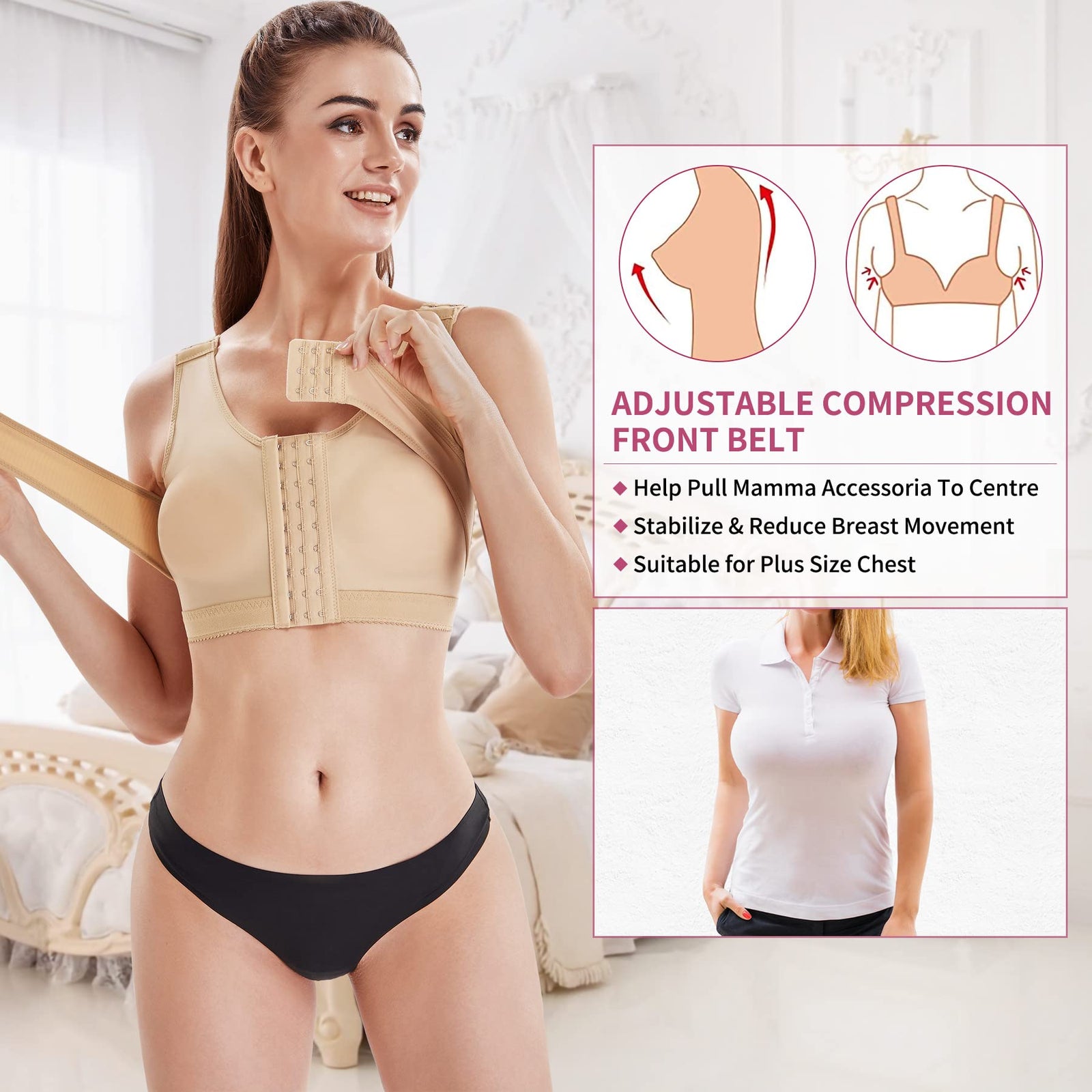 Micohpkle Women Front Closure Post-Surgery Bra – Comfortable Support