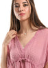 JAMILA Women Self Stitches Sheer Short Sleeves Blouse Shirt