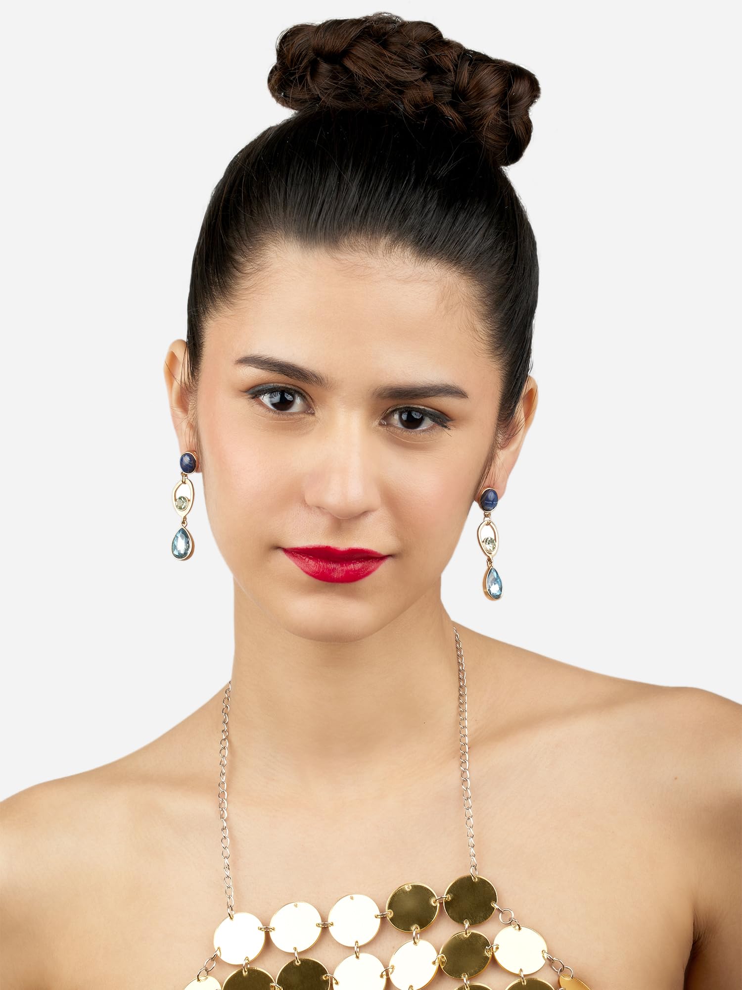 Zaveri Pearls Stones Embellished Classy Drop Earrings For Women - Safqqa Egypt
