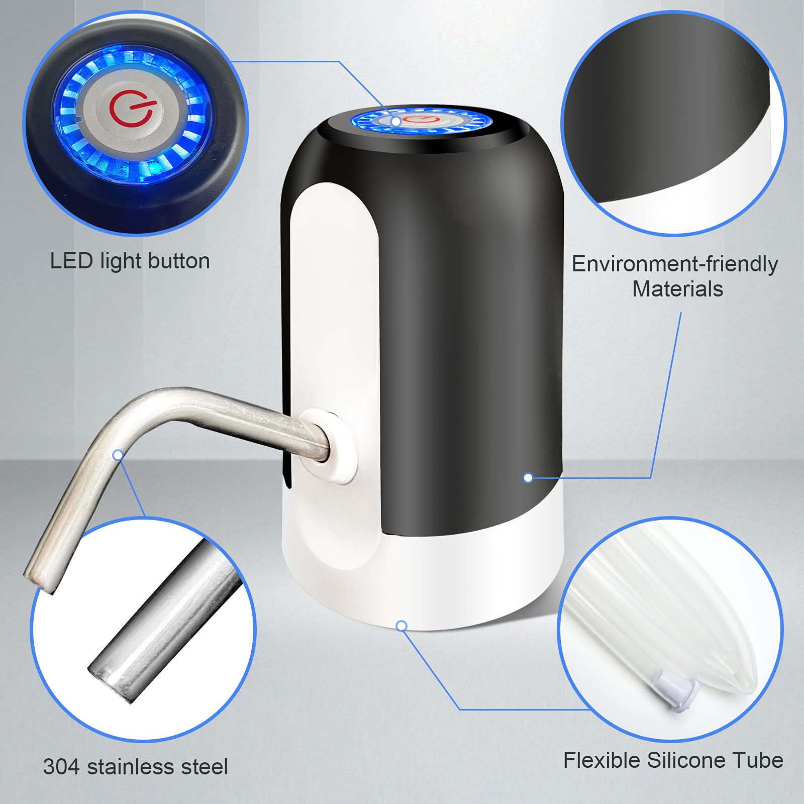 Sky Touch Portable Electric Water Pump – USB Rechargeable for 2-5 Gallon Bottles