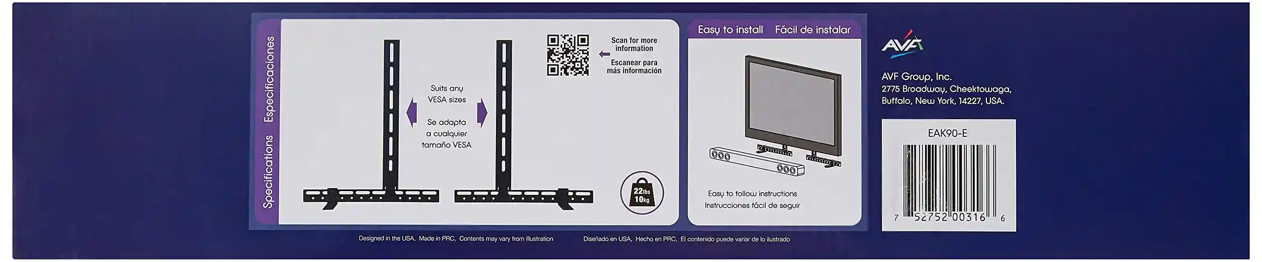 حامل سماعة الصوت AVF EAK90-E باللون الأسود يسمح بتركيب السماعة بشكل آمن وقابل للتعديل أعلى أو أسفل التلفاز. مصمم لضمان الثبات وسهولة الاستخدام