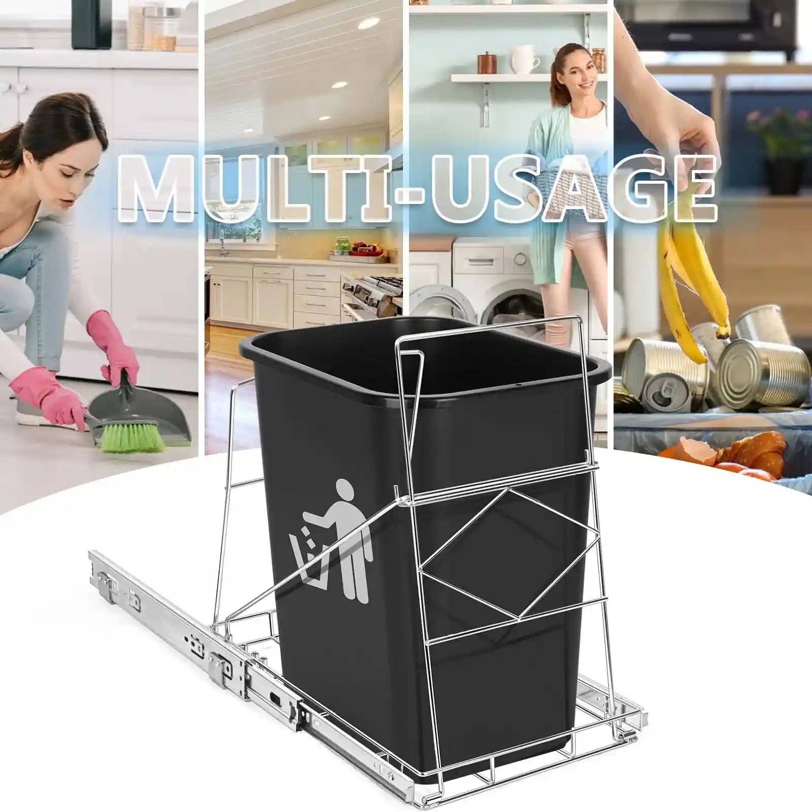 سلة القمامة Harhana القابلة للسحب تحت الخزانة هي حل عملي للحفاظ على نظافة وتنظيم المطبخ. مصنوعة من الفولاذ المقاوم للصدأ المتين، وتتميز بآلية سحب كاملة لتسهيل الوصول وتشغيل سلس