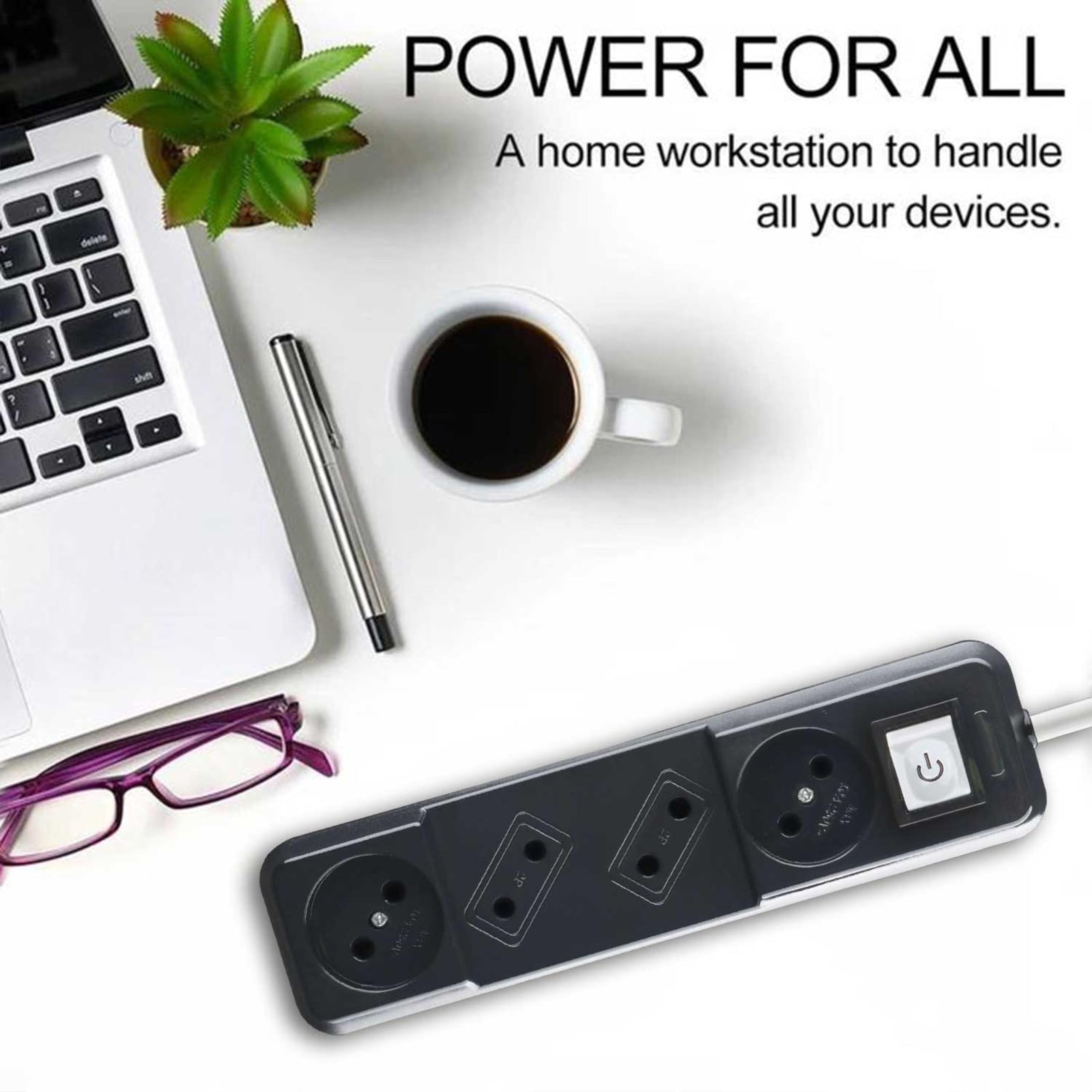 G-Power GP162 Overload Protection Power Strip Containing A Extension Socket And Four EU Ports With 2 Meter PVC Wire 2000 Watt - Black