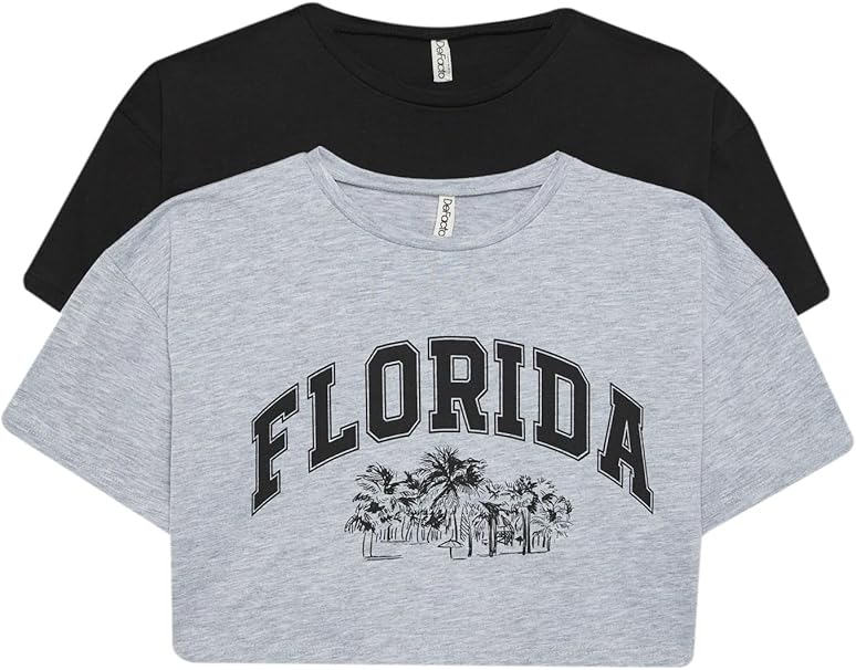 DeFacto Girls T-Shirts Pack of 2 Black Grey