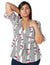 Splash Patterned Waist Tie Short Sleeves V Neck Blouse for women - Safqqa Egypt