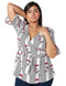 Splash Patterned Waist Tie Short Sleeves V Neck Blouse for women - Safqqa Egypt