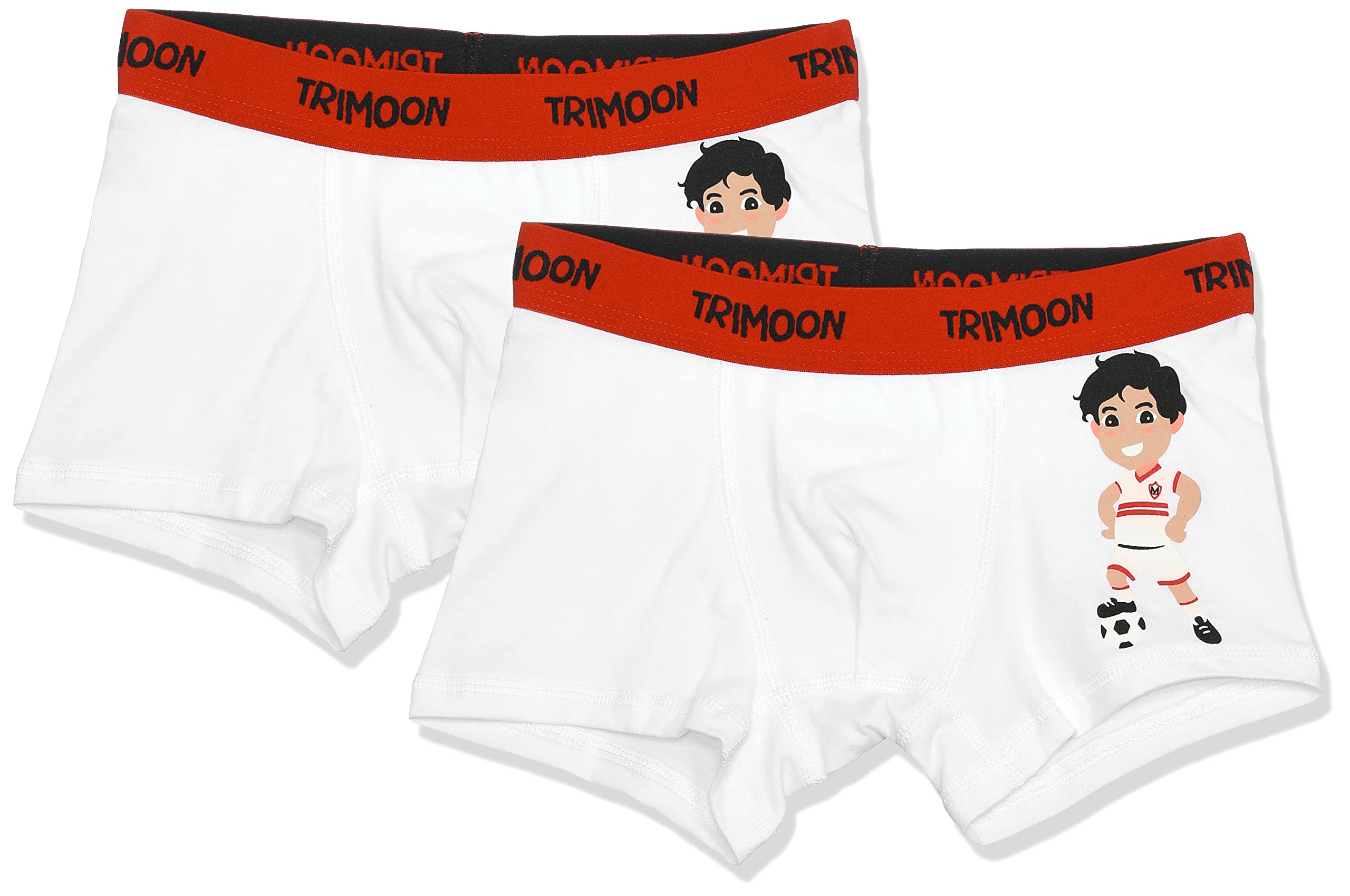 طقم بوكسر قطني بحزام خصر مطبوع عليه شعار Moon Scores من Trimoon Kids للأولاد، قطعتين