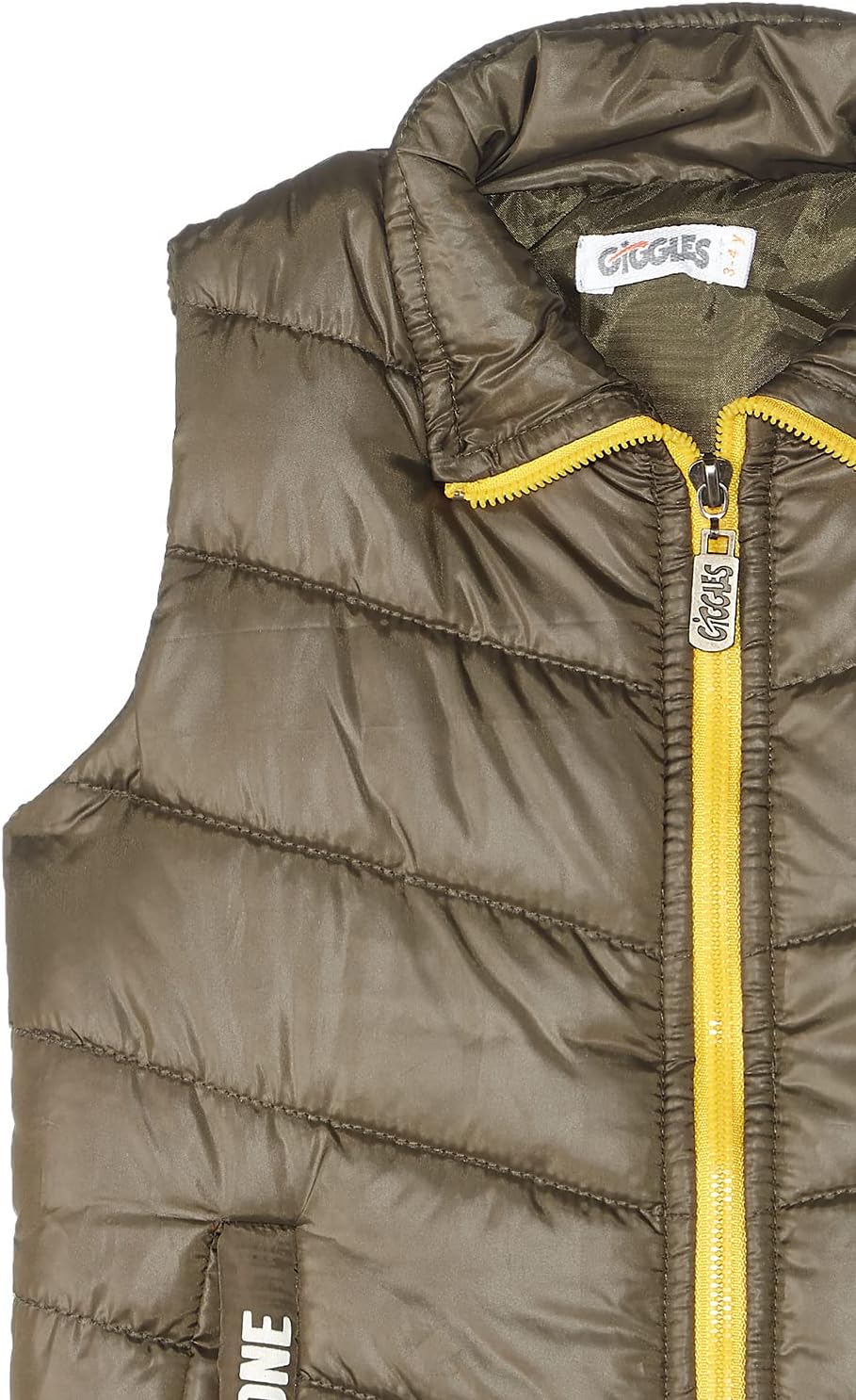 Giggles Quilted Side Pockets Contrast Zip Vest for Boys