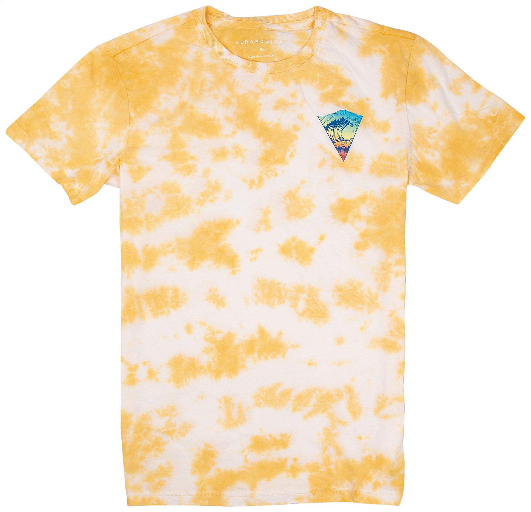 تيشيرت Aeropostale للرجال باللونين الأصفر والأبيض يتميز بتصميم عصري ومنعش مناسب للإطلالات اليومية. 