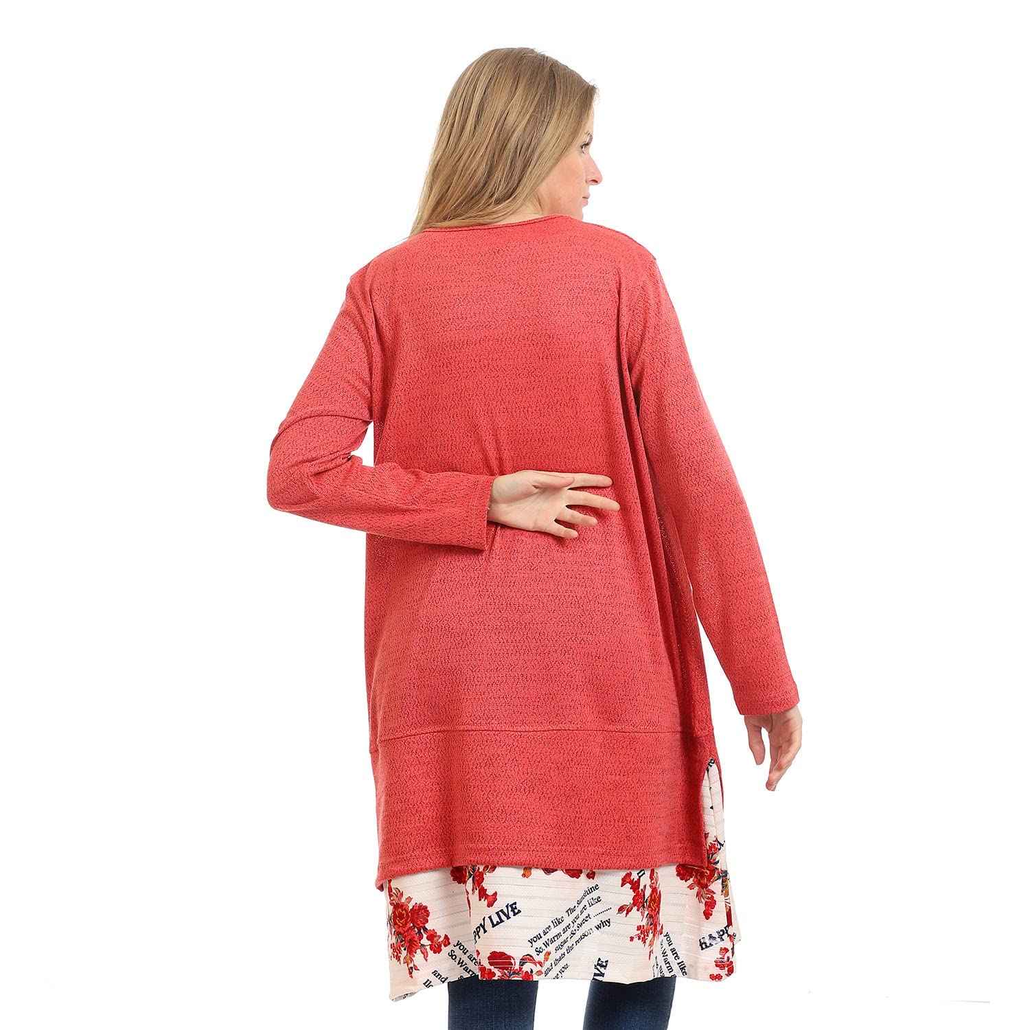 Kady Women crew Neck Solid Tunic Top With Floral Trim - Safqqa Egypt