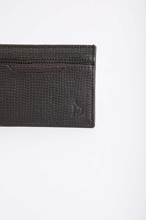 Dalydress Men Genuine Leather Card Holder Money Clip Black