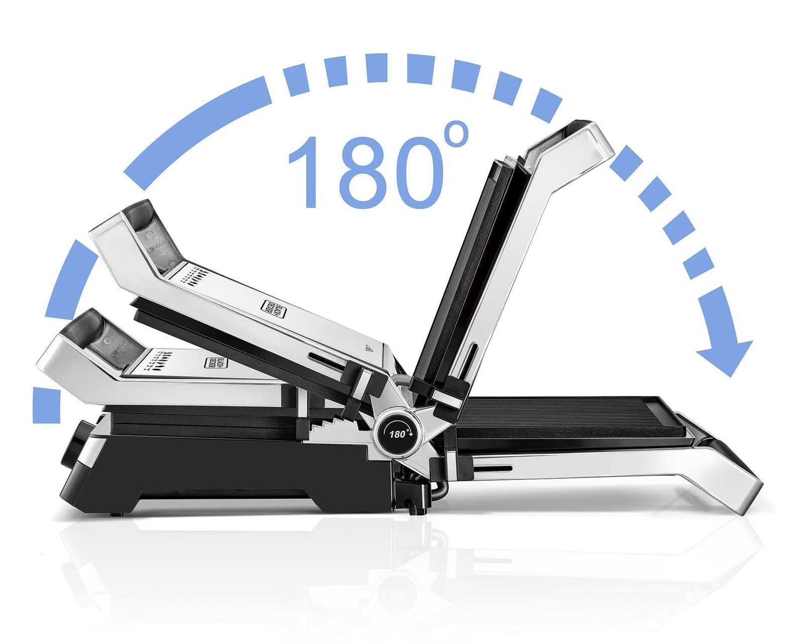 Black+Decker Contact Grill, Family Health Grill, 2000W, Black/Silve– CG2000-B5 – Minor Scratch, Damage Box