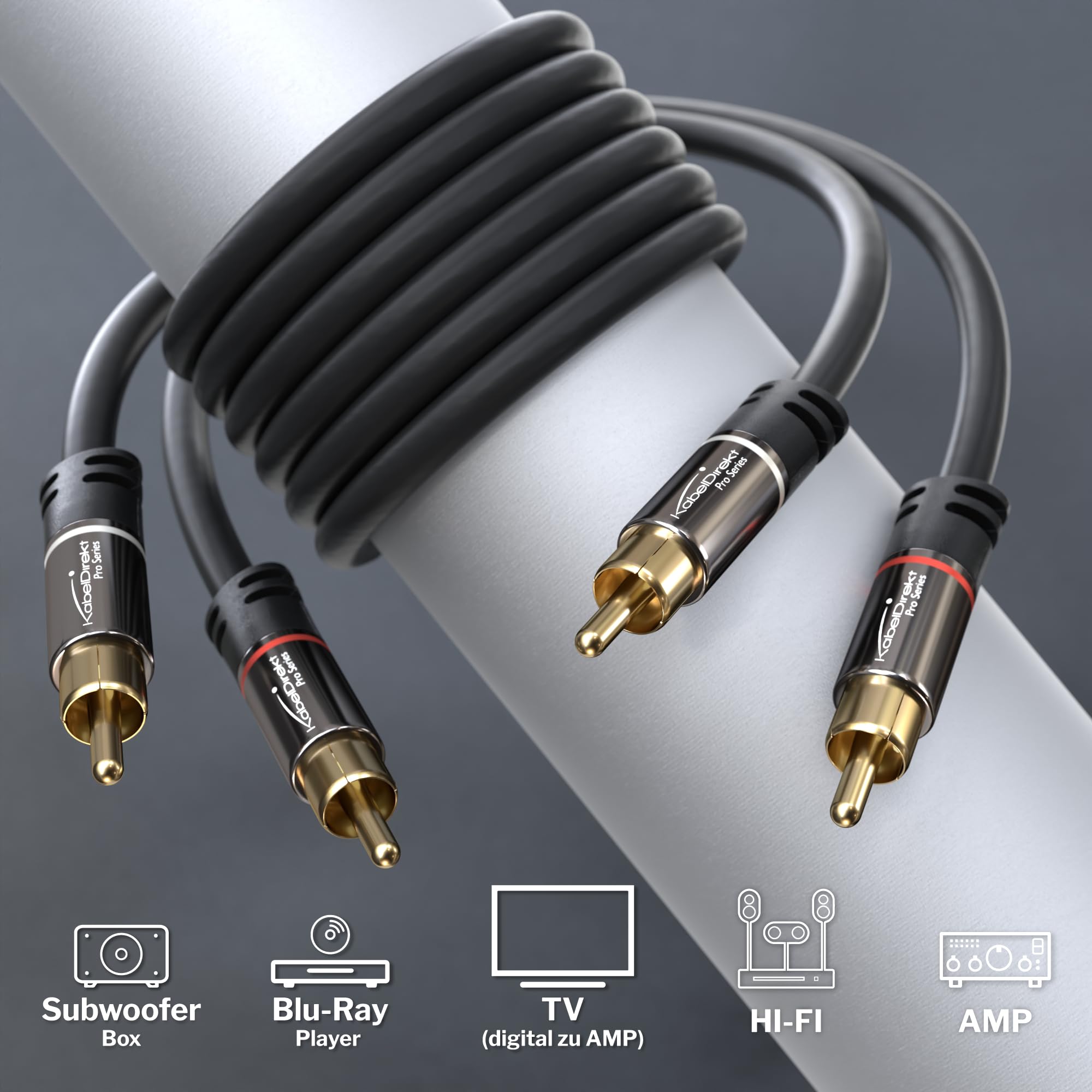 كابل كابل ديركت 404 بطول 10م RCA/فونو، 2 إلى RCA/فونو، كابل صوت ستيريو (موصلات كوكسيال ذكر/ذكر، تناظرية/رقمية، للاستخدام مع مضخمات الصوت/مكبرات الصوت/أنظمة الصوت المنزلية/بلو راي/المستقبلات) باللون الأسود – Safqqa Egypt