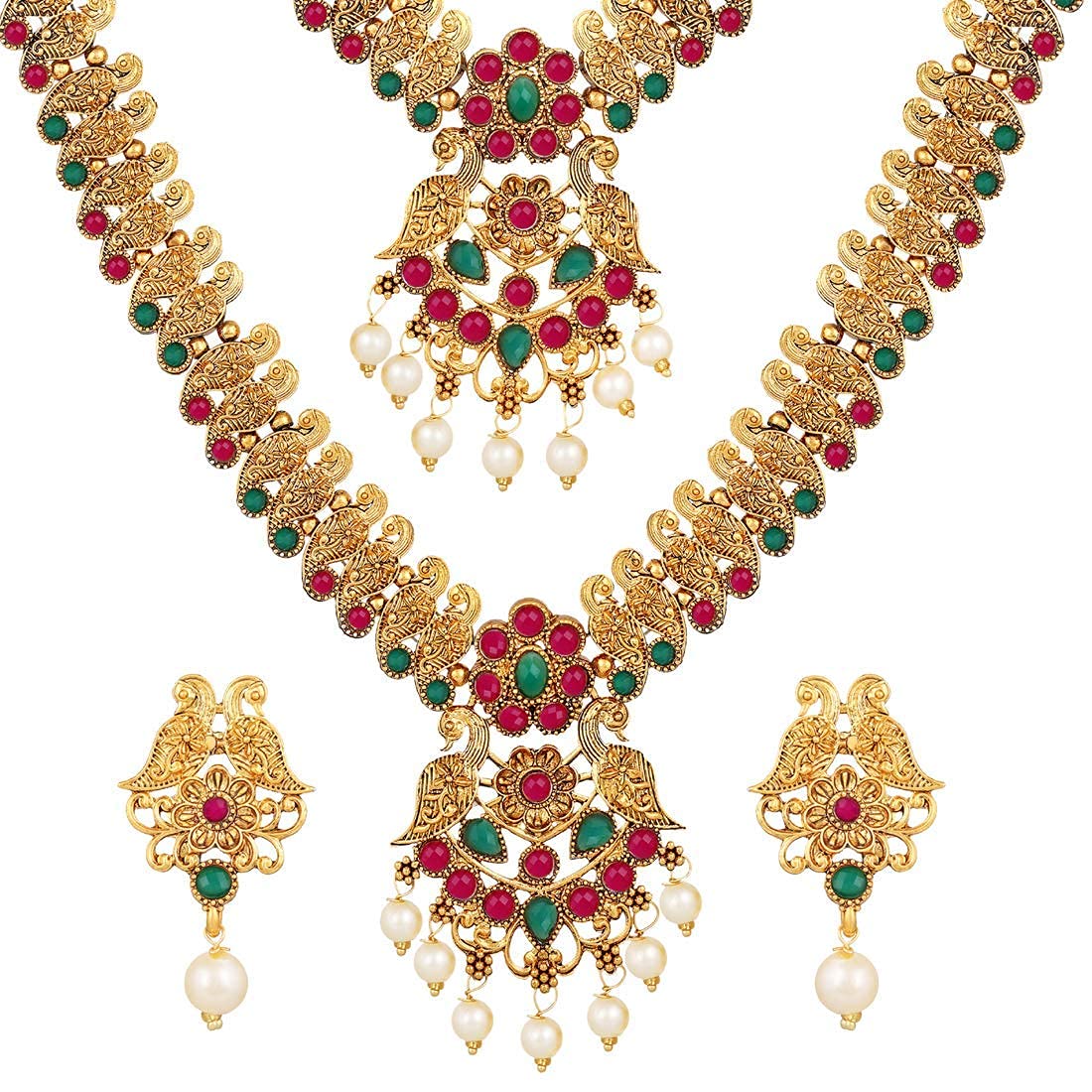 طقم مجوهرات مطلي بالذهب أنيق للنساء