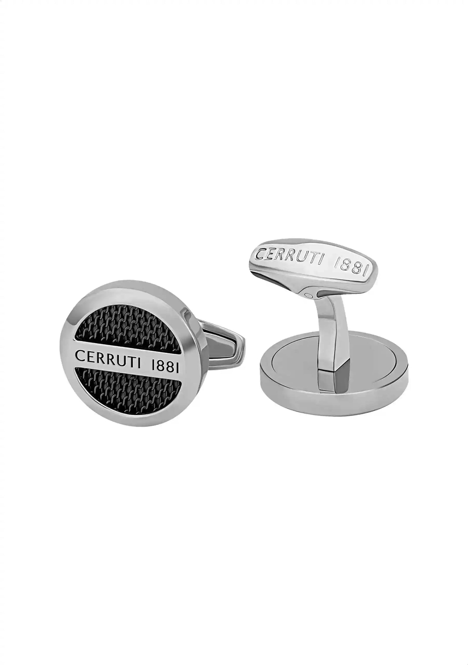 Cerruti 1881 Stainless Steel Cufflinks for Men - Silver and Black