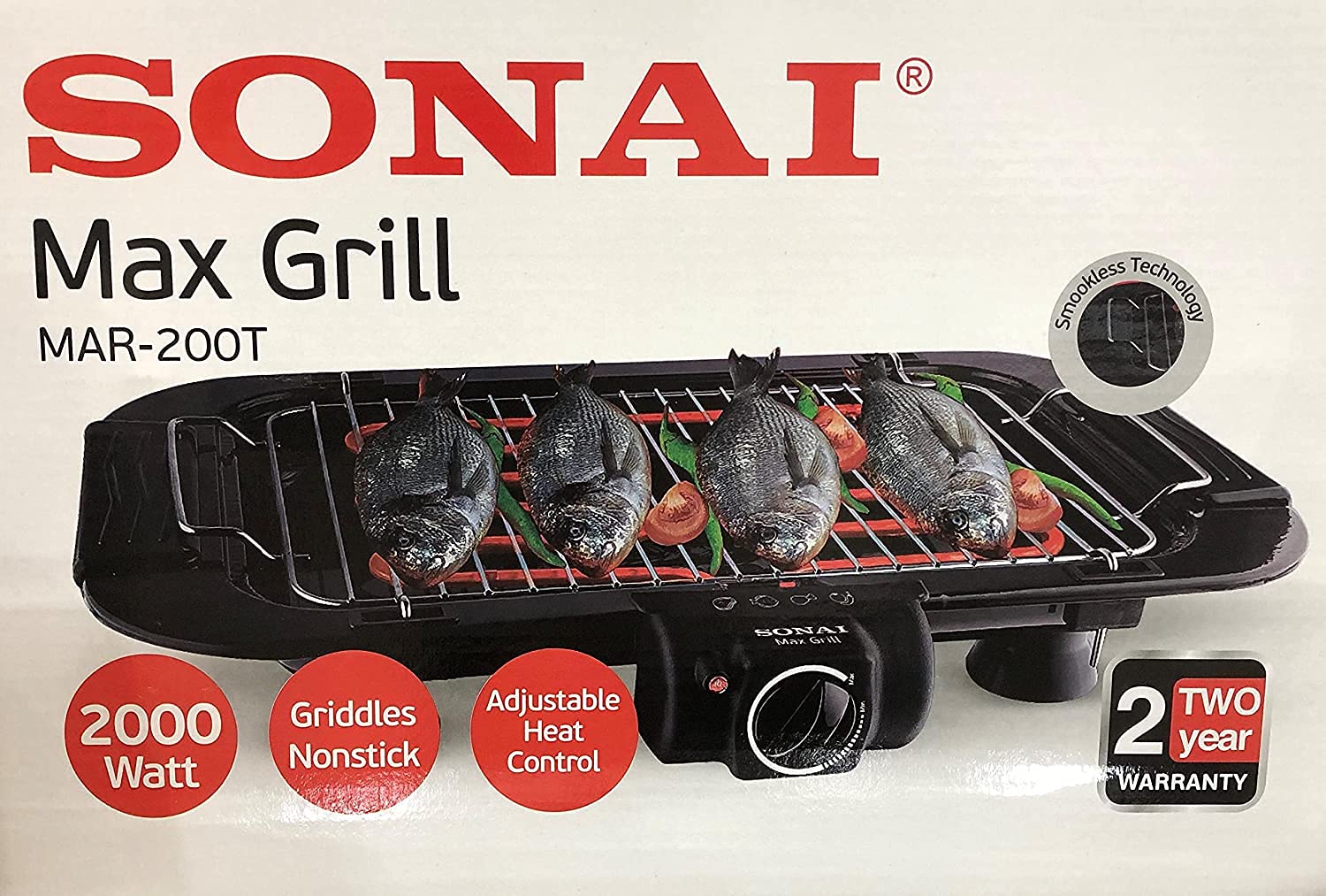 Sonai Max Grill - With Thermostat , 2000 Watt, MAR-200T