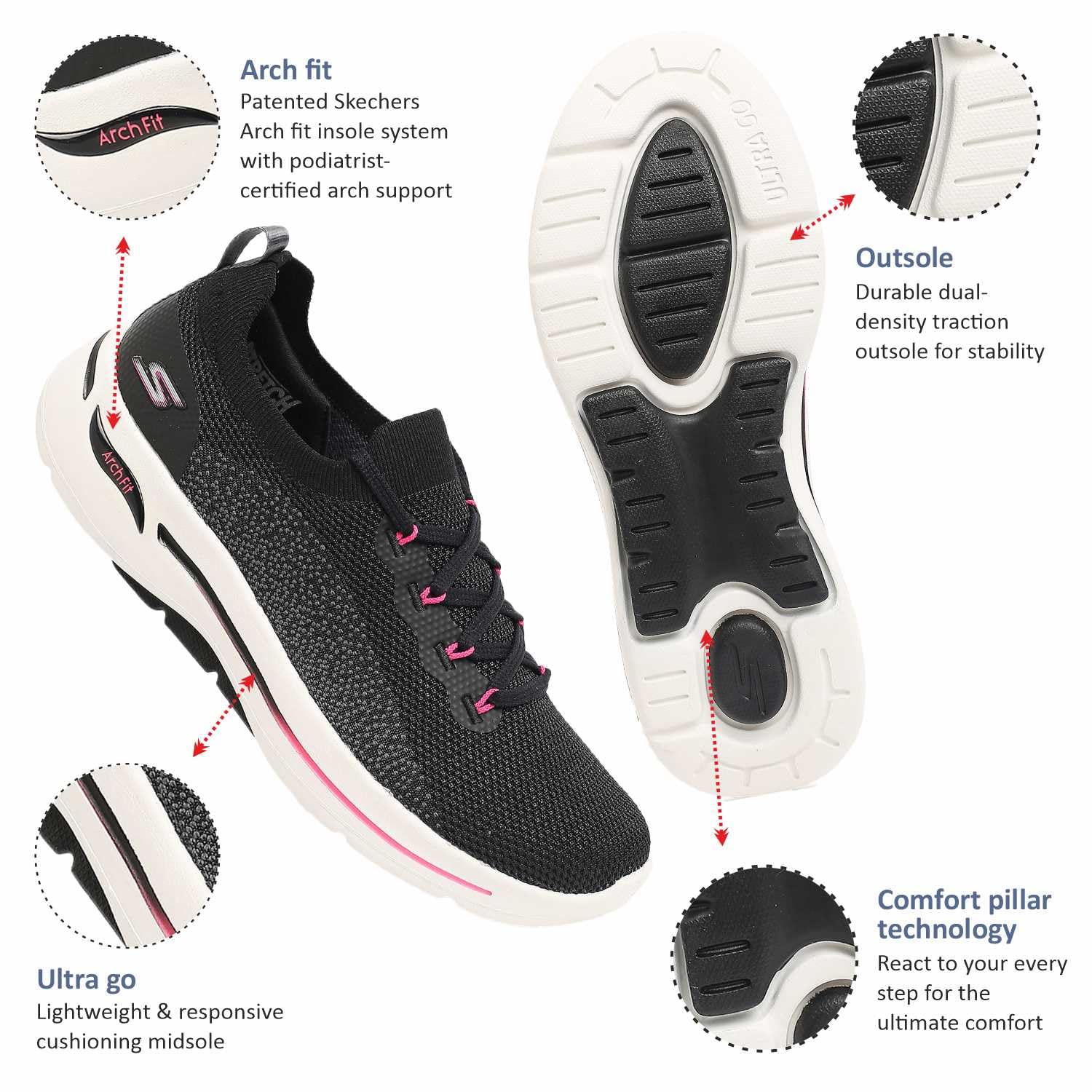 أحذية سكيتشرز نسائية مريحة وأنيقة