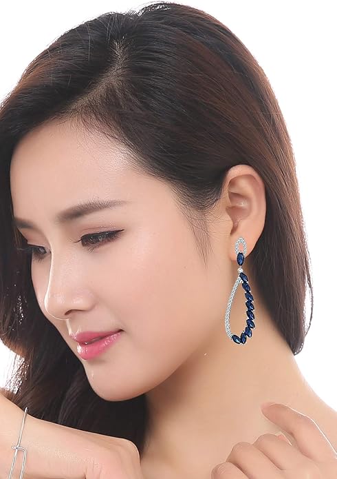 YouBella Silver Plated Fancy Party Wear Earrings for Women and Girls – Blue – Safqqa Egypt