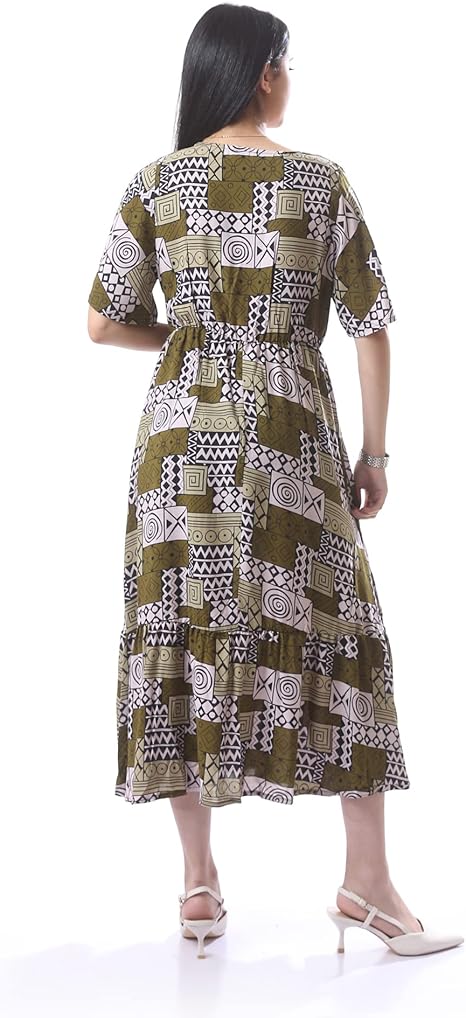 Andora Women's Casual Printed Midi Dress