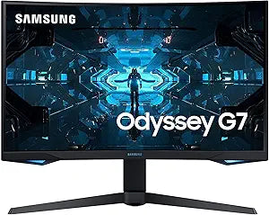 شاشة ألعاب SAMSUNG Odyssey G7 Series WQHD (2560x1440) مقاس 27 بوصة، 240 هرتز، منحنية، 1 مللي ثانية، HDMI، G-Sync، FreeSync Premium Pro، LC27G75TQSNXZA، أزرق 