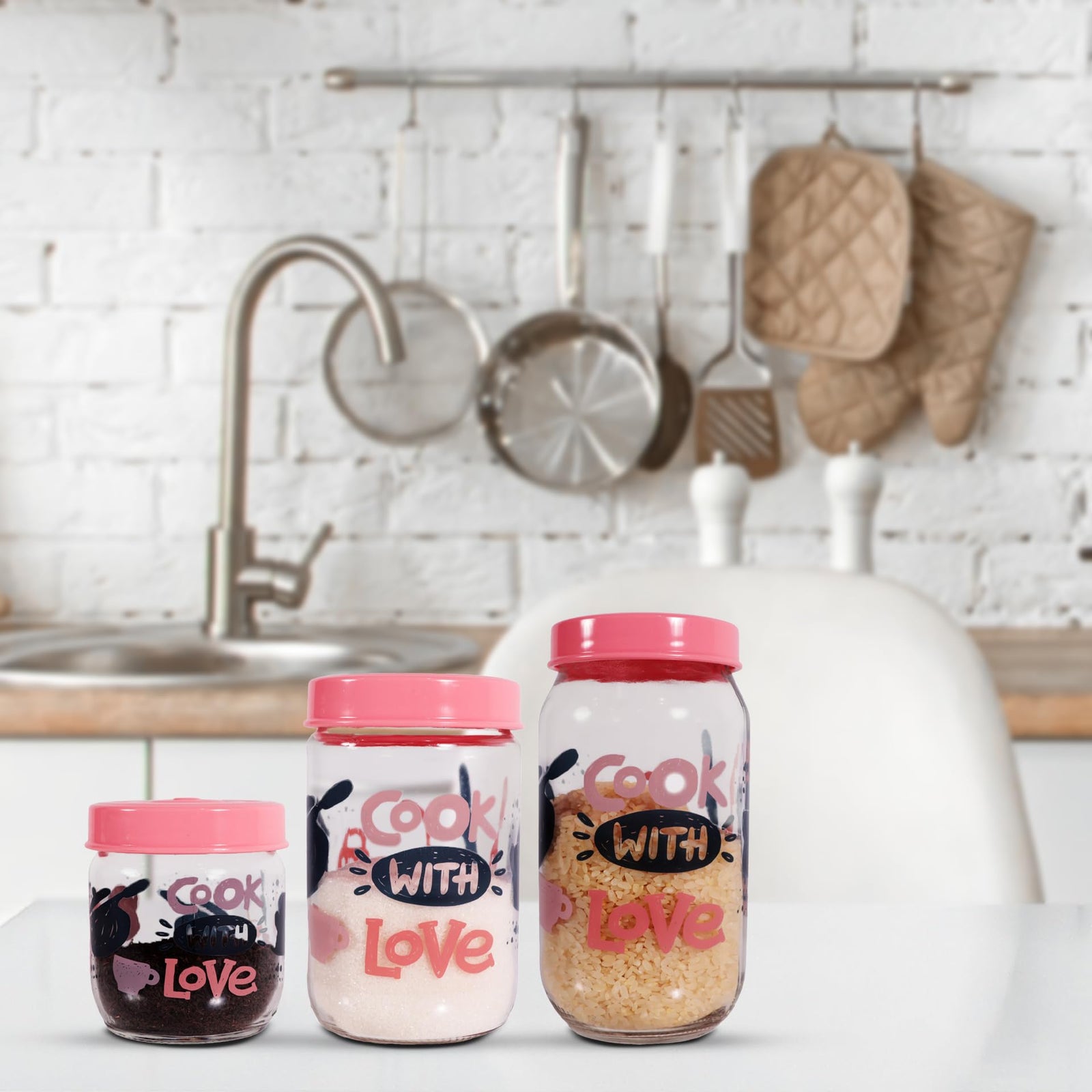 Herevin Decorated Canister Made From Durable, High-quality Materials, 3-Piece Set