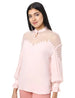 Elle Buttoned Neck Sheer Basic Blouse for Women - Safqqa Egypt