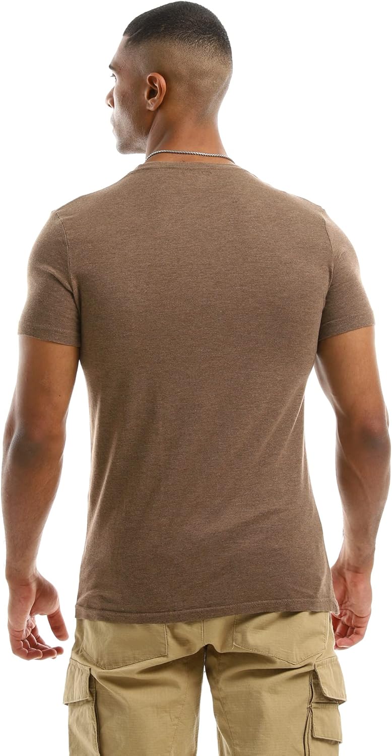 Ravin Men's Ribbed Crew Neck Solid Basic Cotton T-Shirt