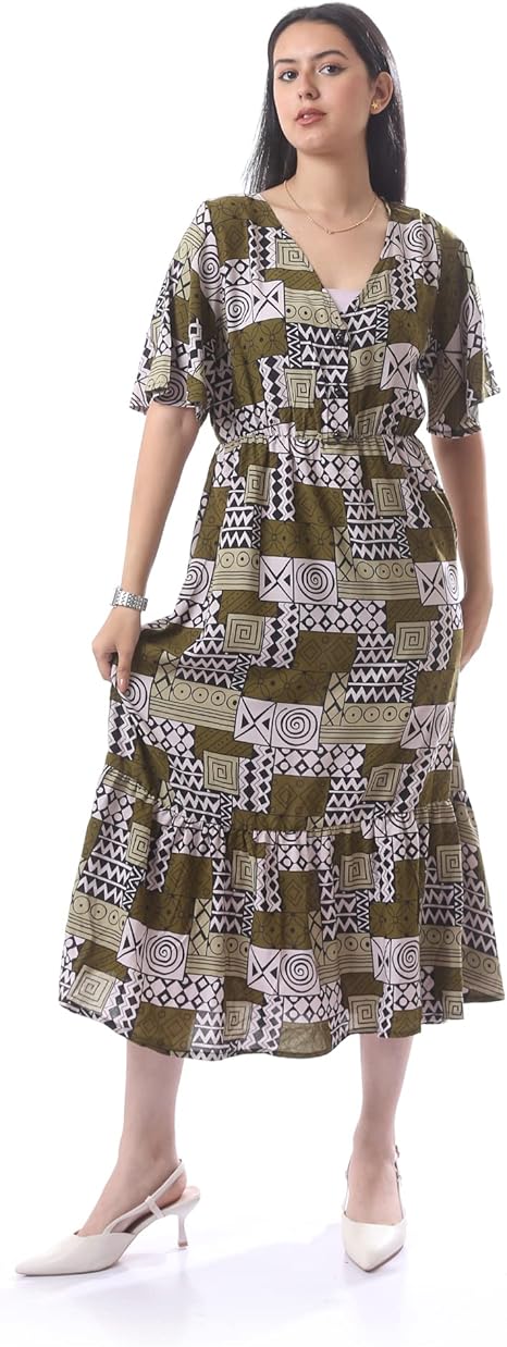 Andora Women's Casual Printed Midi Dress