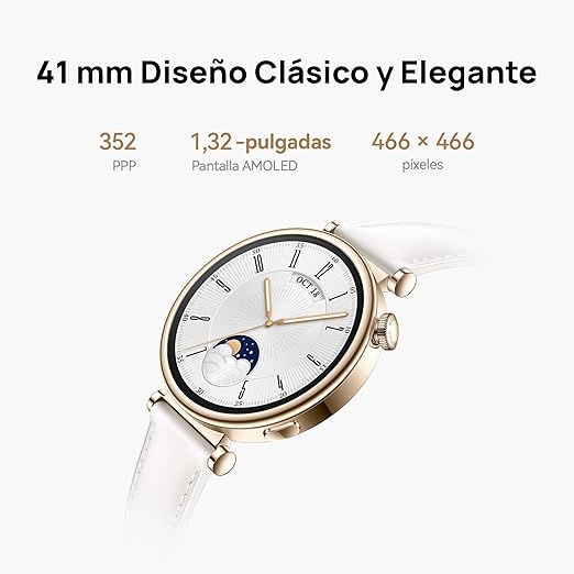 HUAWEI WATCH GT 4 41mm (ARA-B19) Smartwatch – White, White Leather Strap