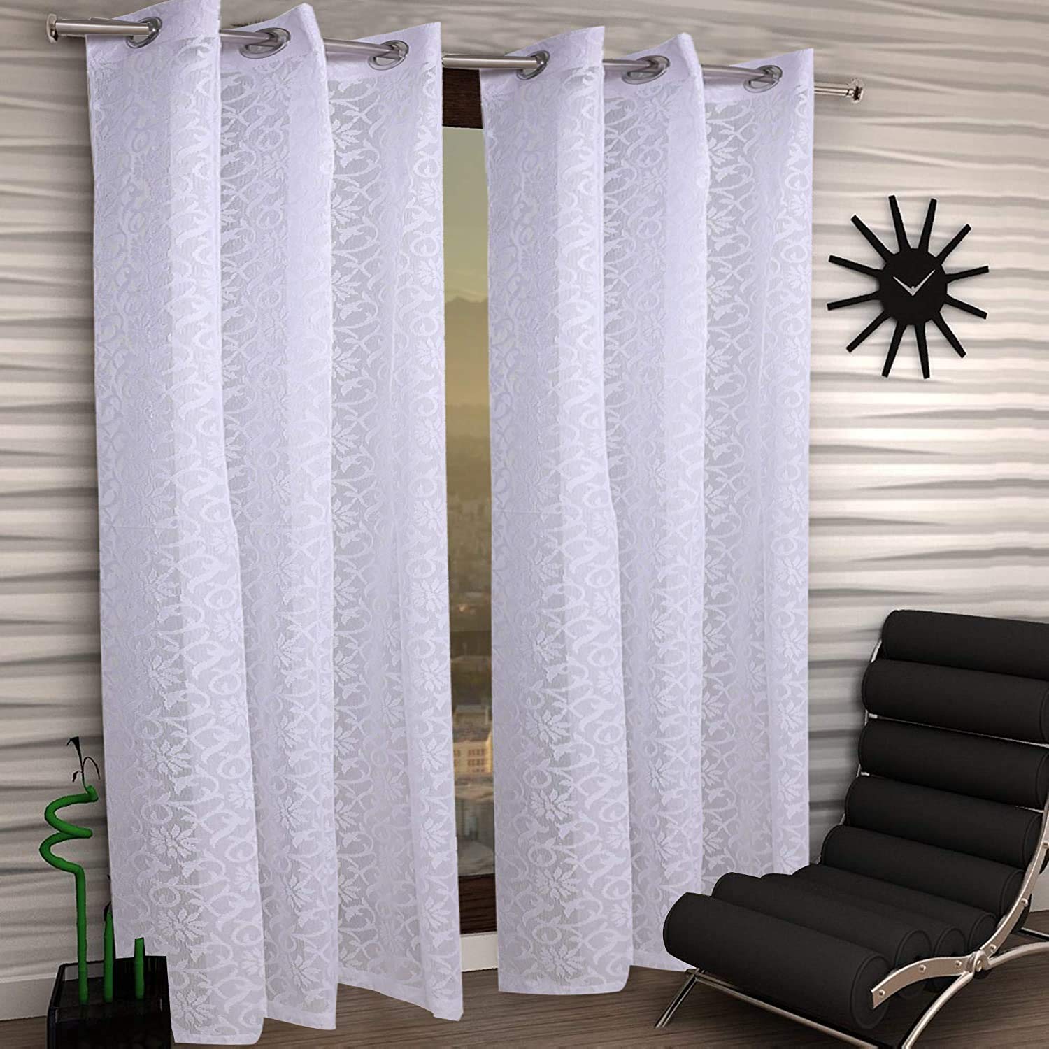 Kuber Industries Cotton 2 Pieces 7 Feet Eyelet Door Curtain