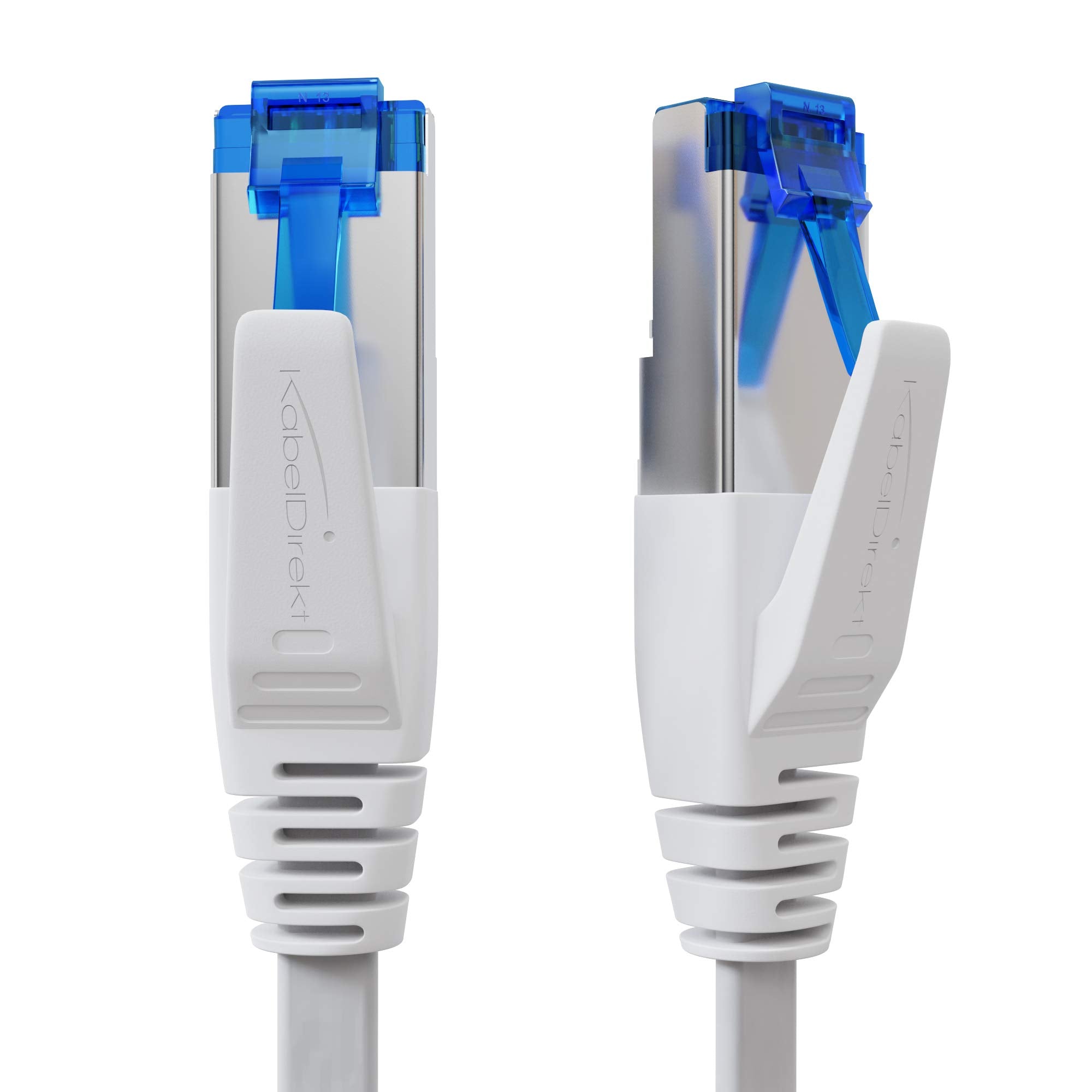 KabelDirekt - 1.5 متر - كابل إيثرنت / LAN / شبكة مسطح (Cat 7، 10 جيجابت في الثانية، موصل RJ45، مرن للغاية، مناسب للتثبيت الدائم، لأقصى سرعات الألياف الضوئية، أبيض)