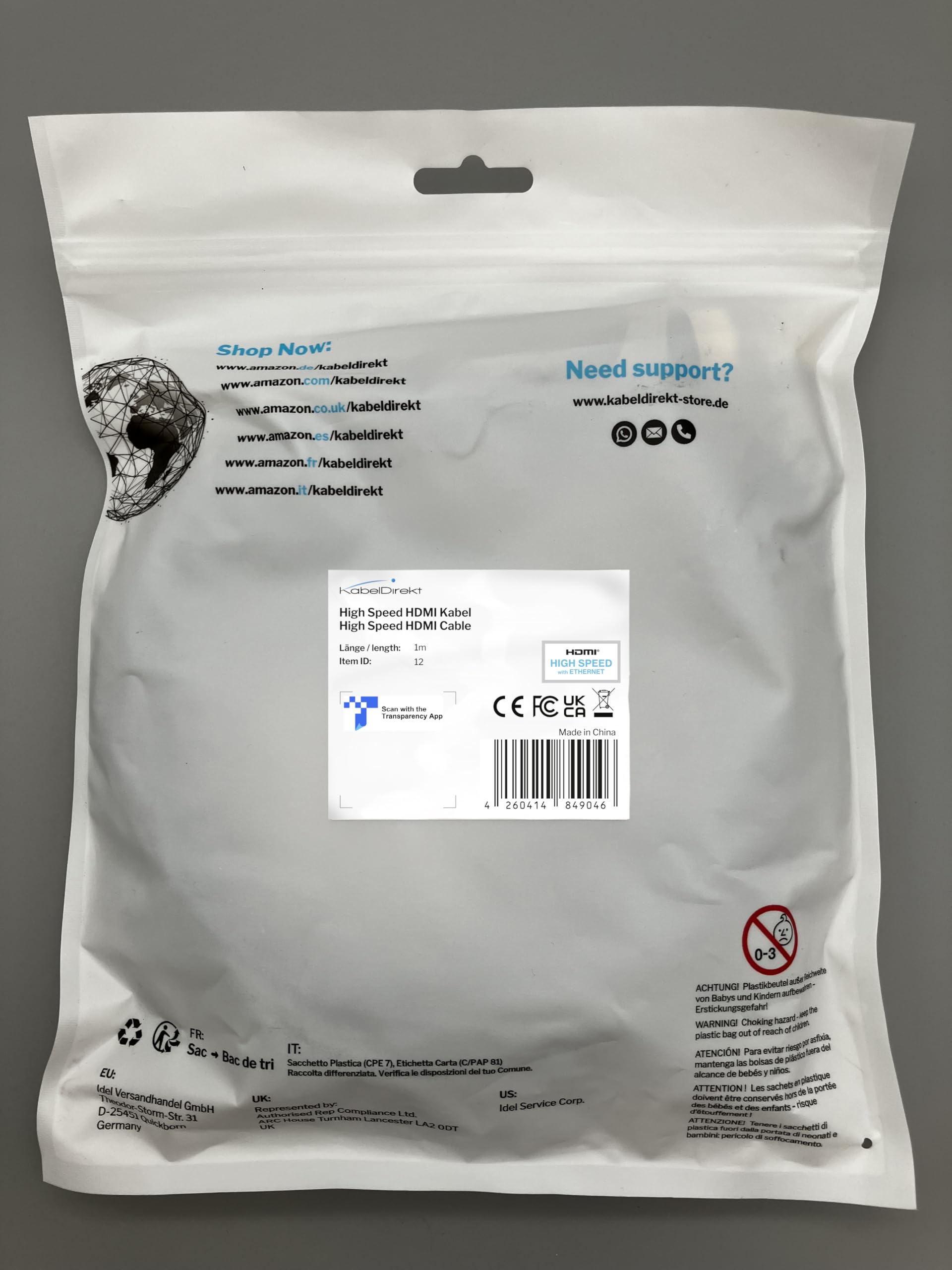 KabelDirekt – 1m HDMI Cable 4K / Cord compatible with (HDMI 2.0a/b, 2.0, 1.4a, 4K HDMI Cable, HDMI to HDMI, 4K@60HZ,1080p FullHD, UHD, Ultra HD, 3D, High Speed with Ethernet