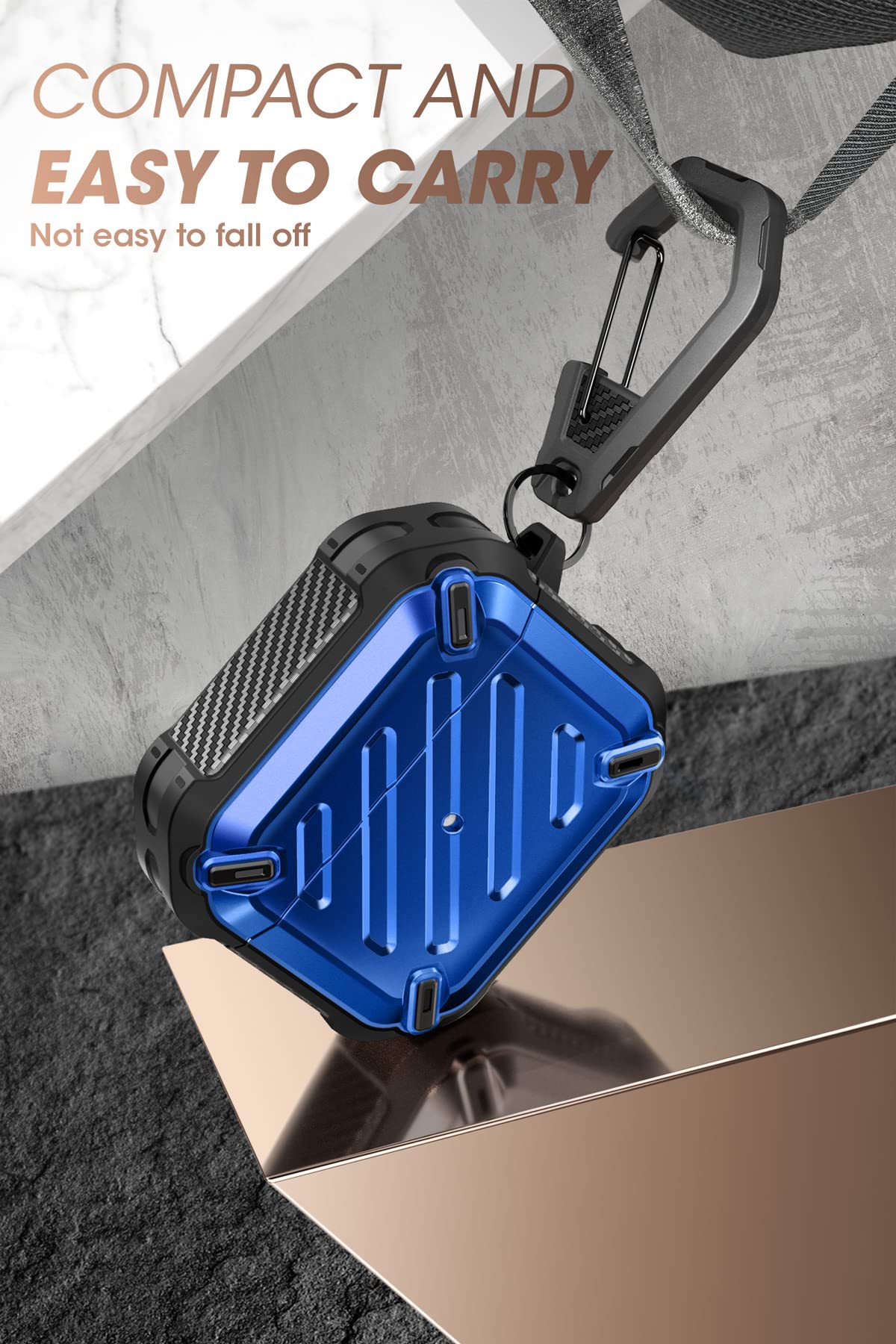 جراب Supcase Unicorn Beetle Pro Series مصممة لـ AirPods 3 (2021)، جراب واقي قوي للجسم بالكامل مع مشبك كارابيني لـ AirPods الجيل الثالث (أزرق)