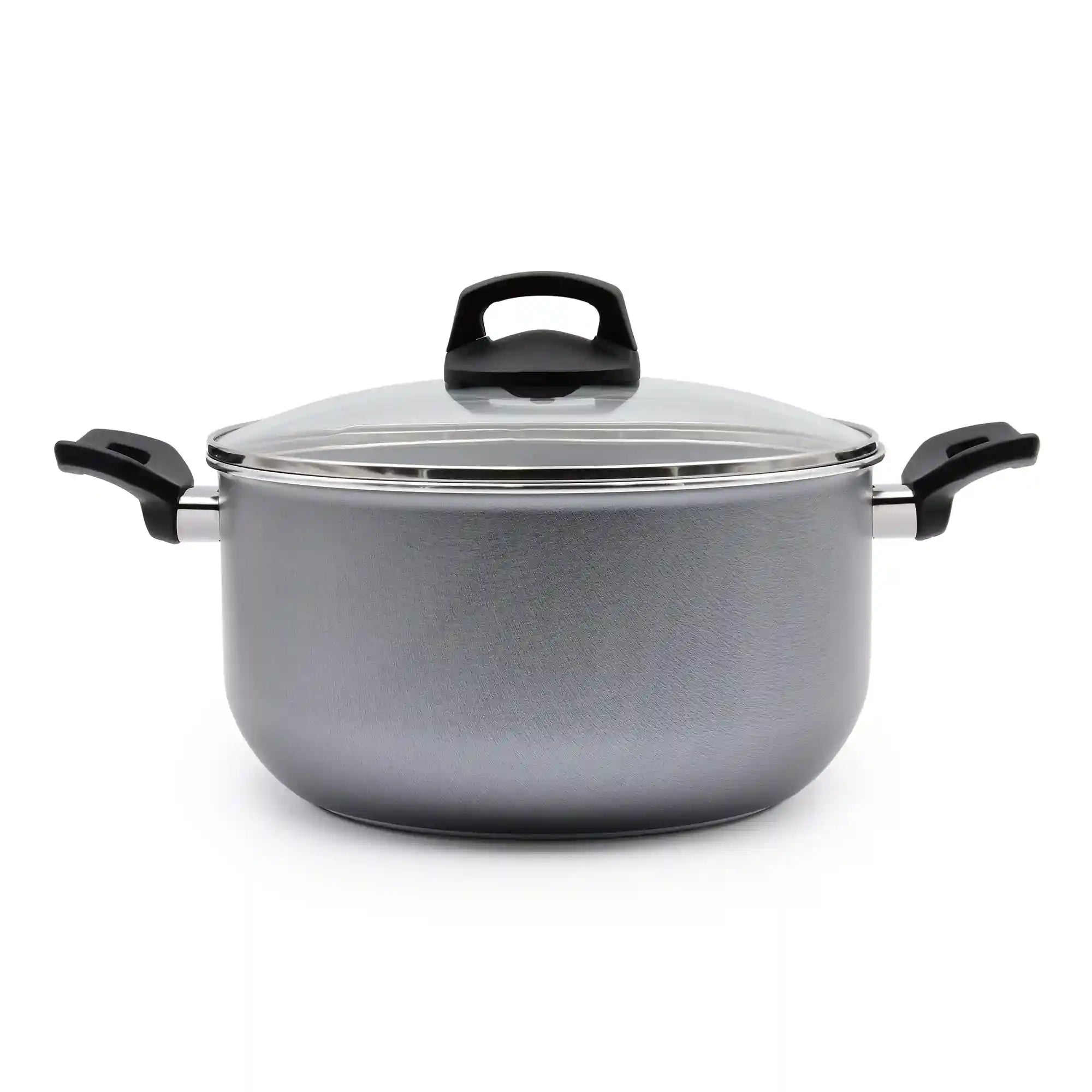 Celar Aluminium Bakelite Soft Touch Fitting Pot, 16 cm Diameter, Grey, Non-stick, Made In Portugal
