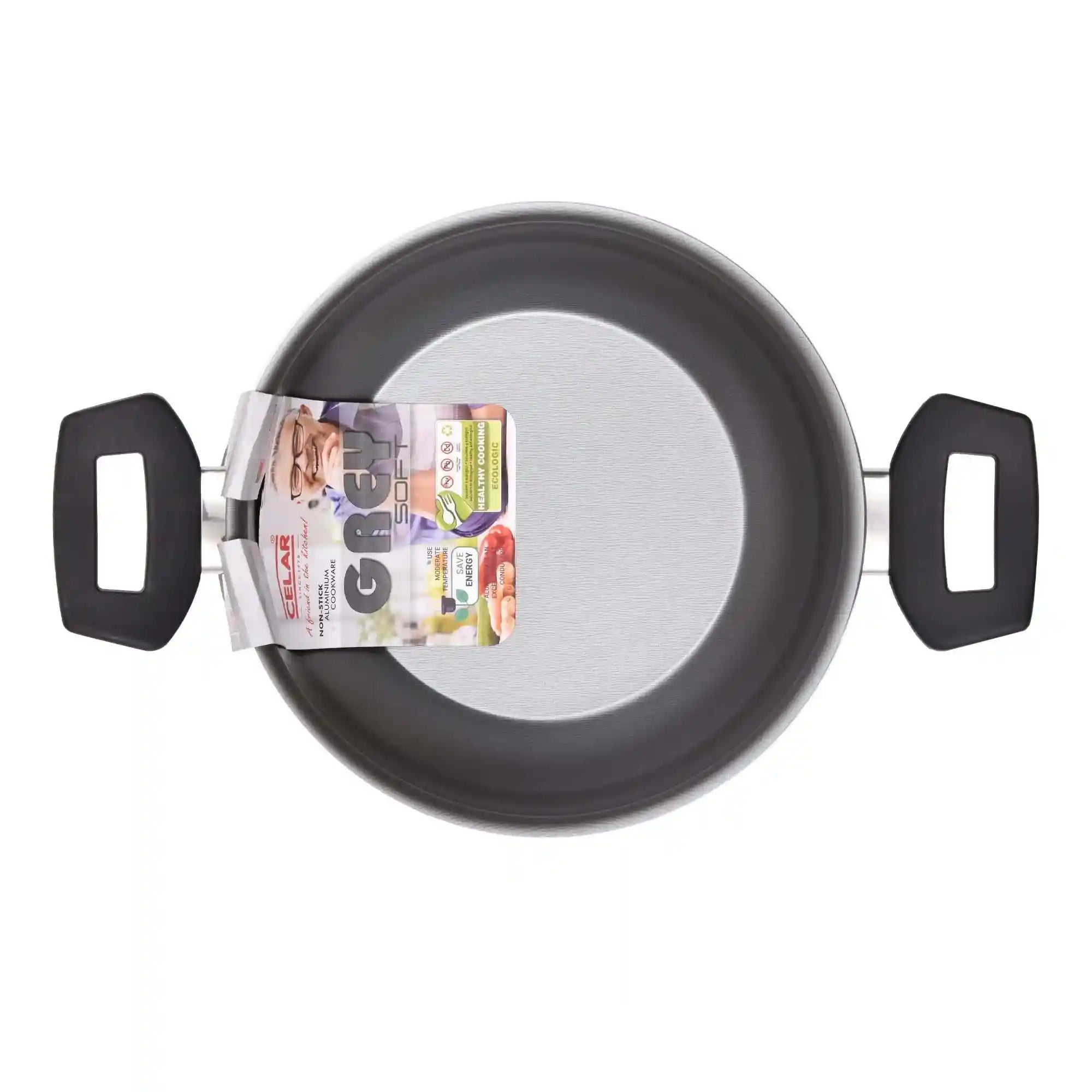 Celar Aluminium Bakelite Soft Touch Fitting Pot, 16 cm Diameter, Grey, Non-stick, Made In Portugal