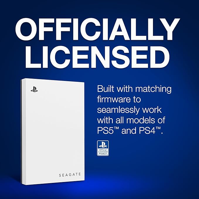 قرص تخزين خارجي  من ماركة سيجيت لأجهزة PS4 وPS5 سعة 2 تيرابايت موديل STLV2000202 لون أبيض