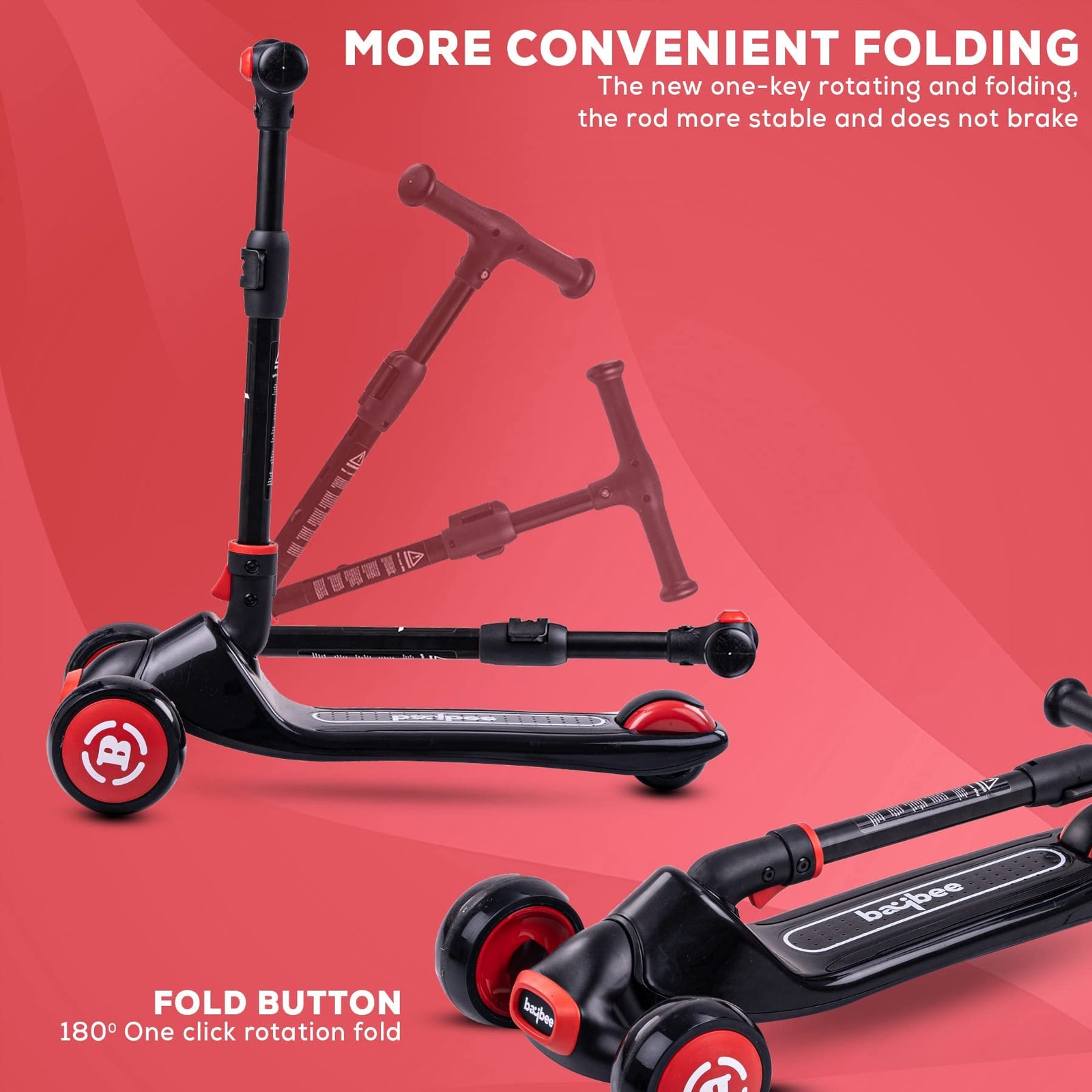 Baybee Enzo 3-Wheel Kids Scooter – Foldable with LED Wheels