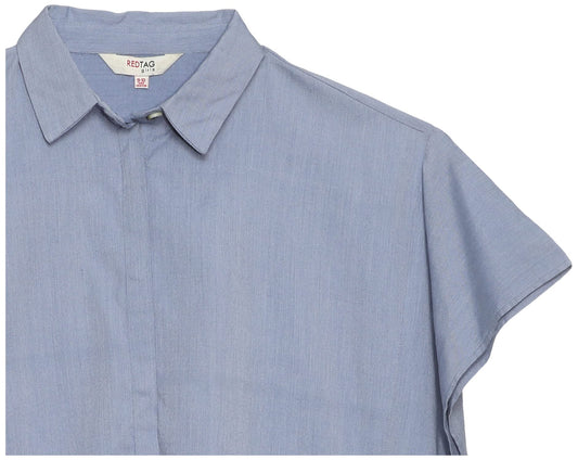 Redtag gsr ruffle sleeve lyocel shirt for girls, light wash