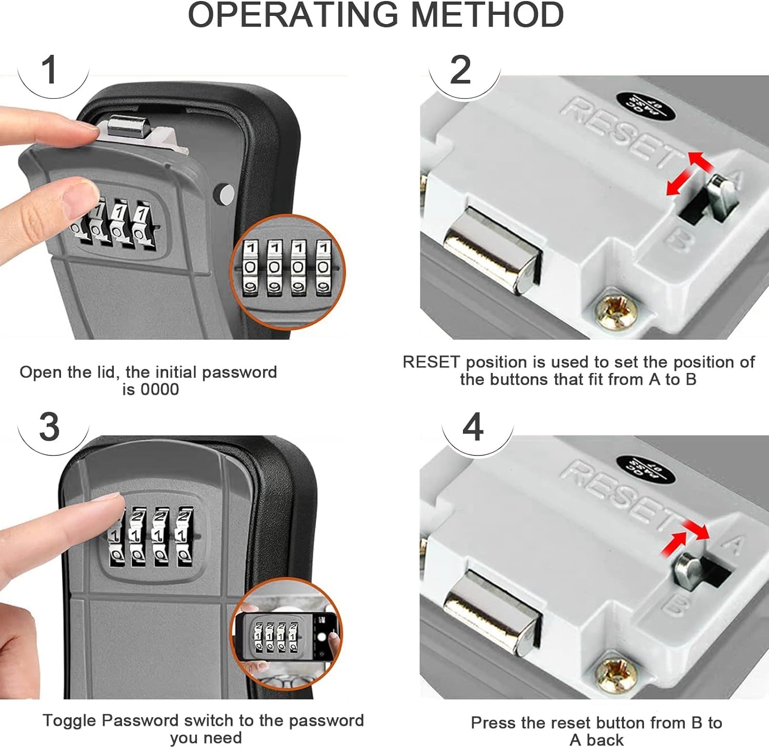 صندوق مفاتيح معدني للتثبيت على الحائط، مزود بحماية بكلمة مرور مكونة من 4 أرقام، مقاوم للماء لتخزين المفاتيح بأمان