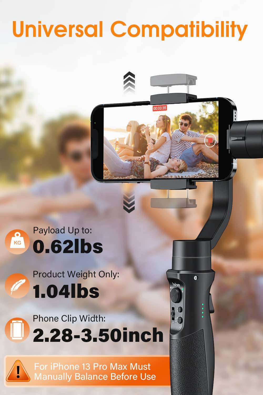 Hohem iSteady Mobile+ 3-Axis Handheld Gimbal Stabilizer for iPhone & Android – Black (ISMP01B)