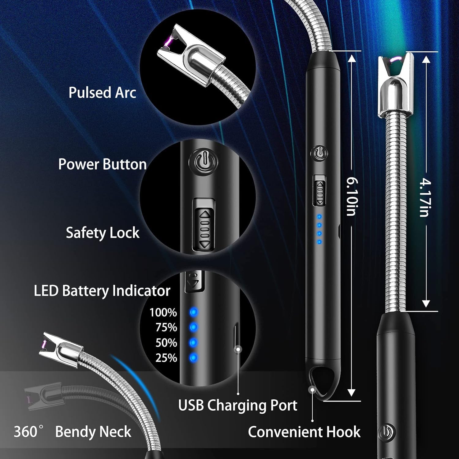 ولاعة سبيلويش كهربائية USB بدون لهب مع شاشة بطارية LED – Safqqa Egypt