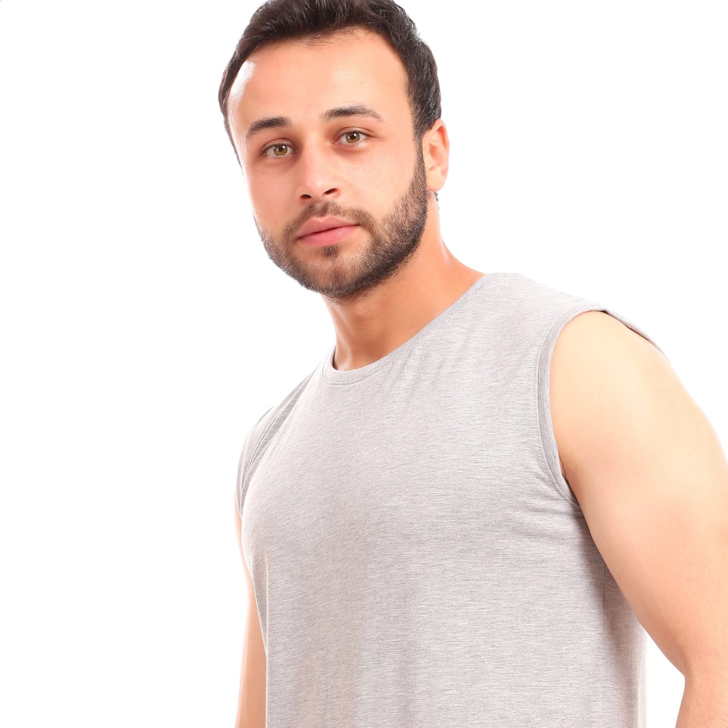 تيشيرتات أندورا سادة بدون أكمام برقبة دائرية للرجال