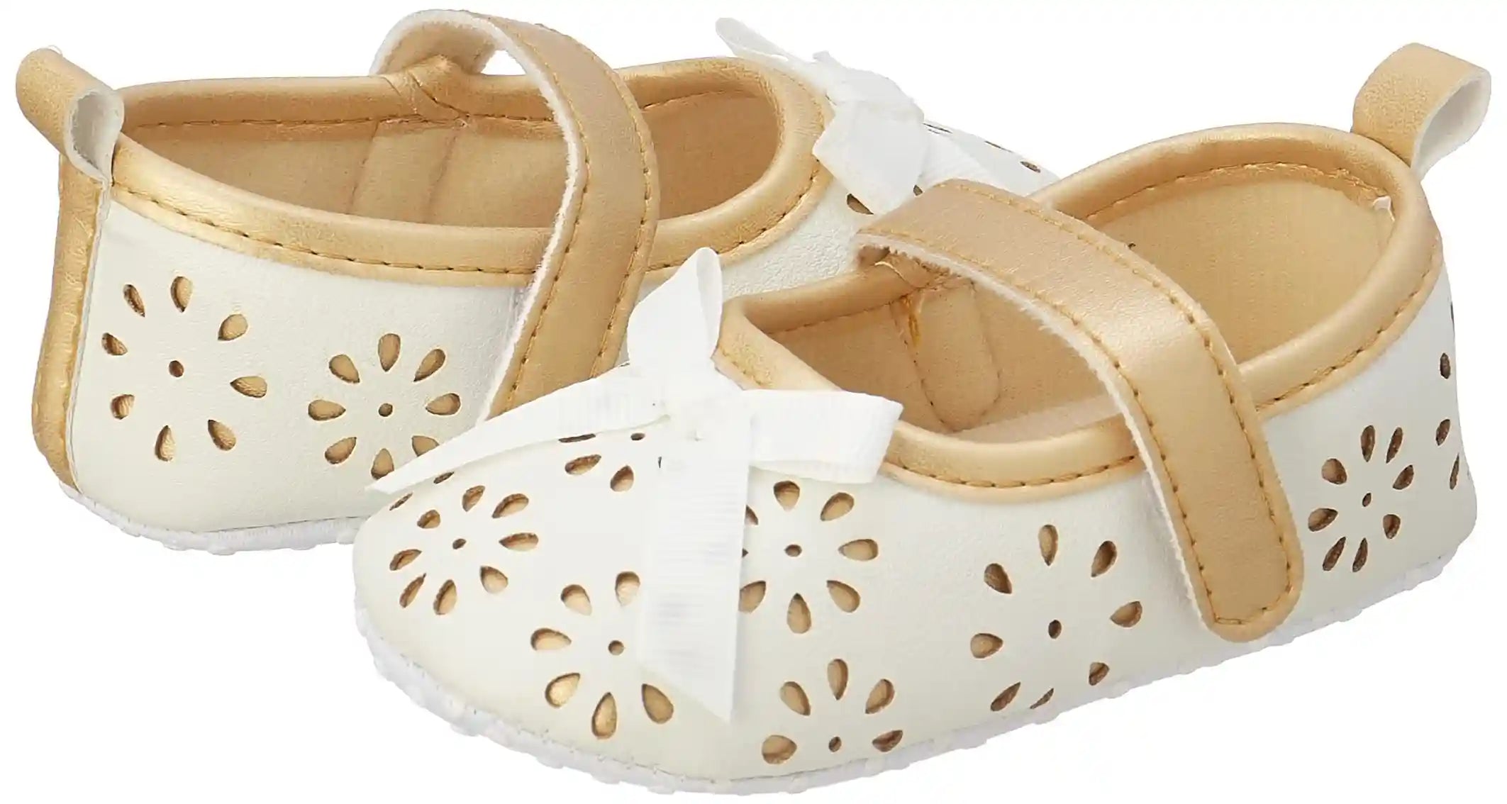 Mix & Max Two-Tone Faux Leather Velcro-Strap Bow-Detail Shoes for Girls