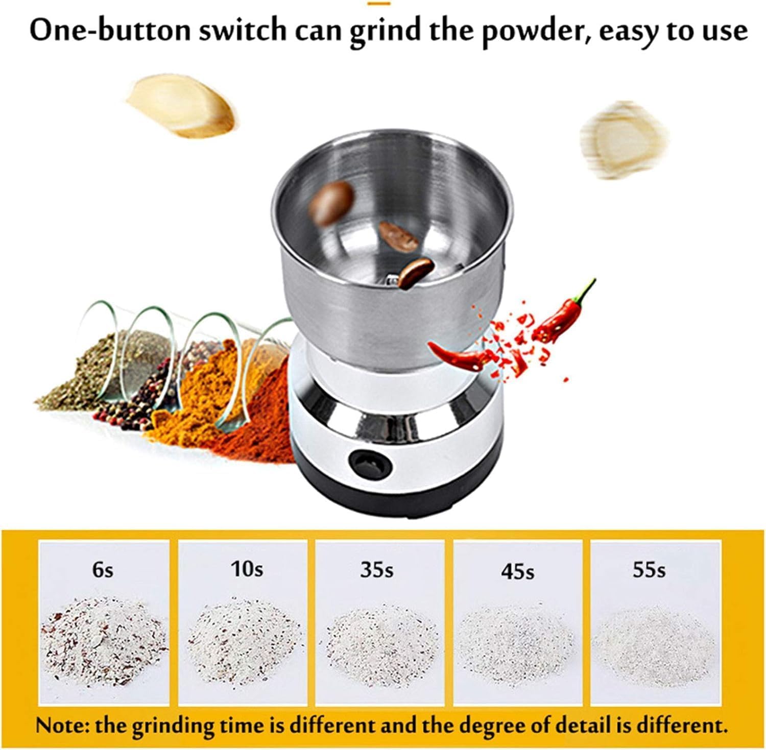Generic 300W Electric Coffee Spice Grinder, Stainless Steel, Quad Blade, Portable, 300ml Capacity- Have Scrtches- Damage Box - Safqqa Egypt